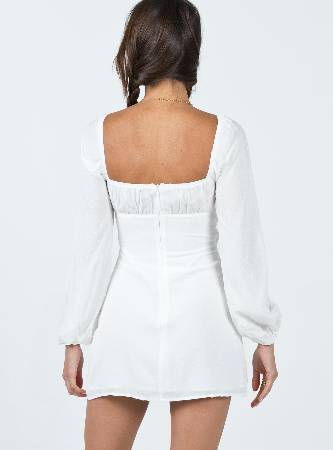 Loreli Long Sleeve Mini Dress White - Image 5