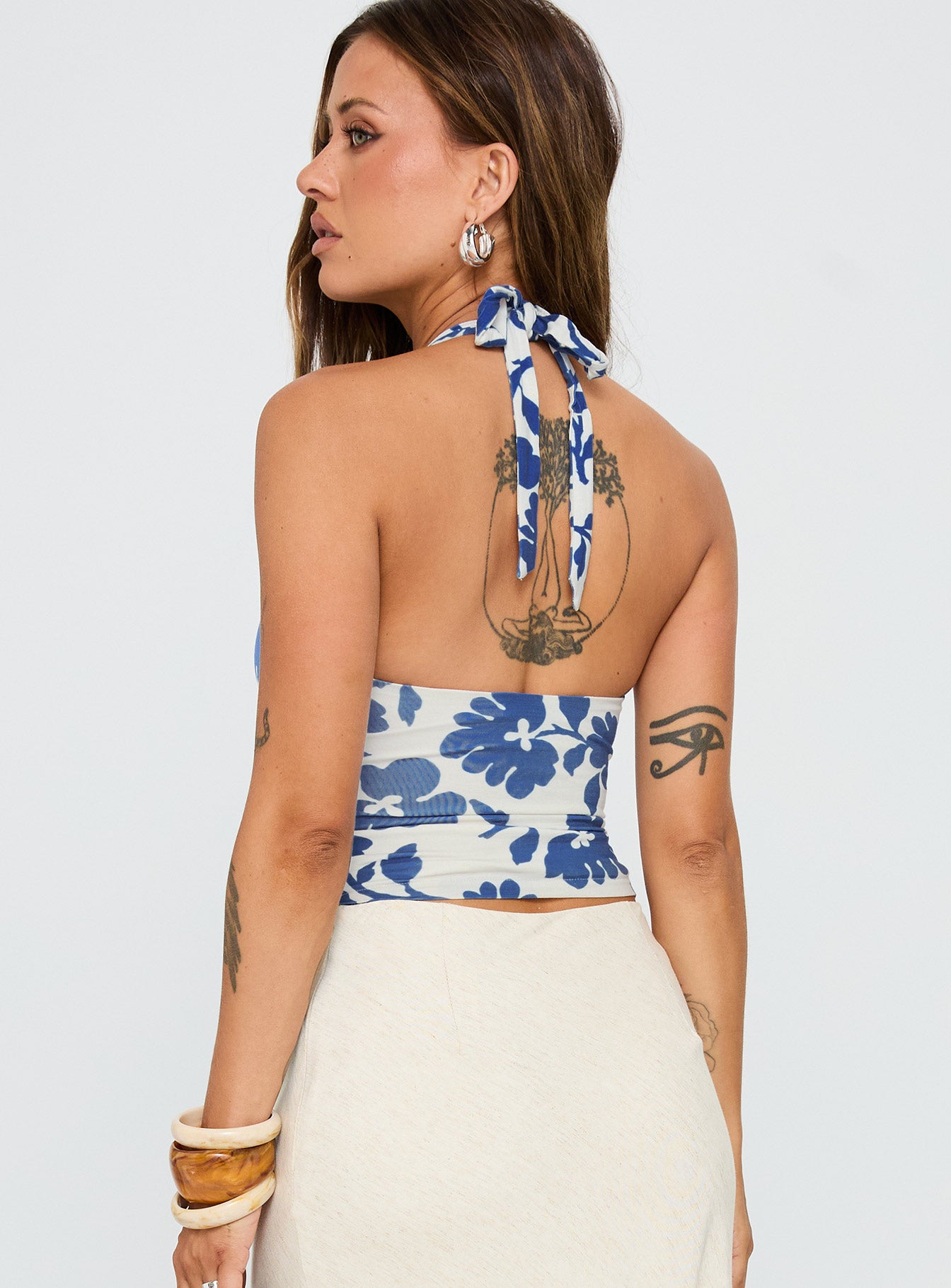 Chilli Halter Top Blue Floral - Image 4