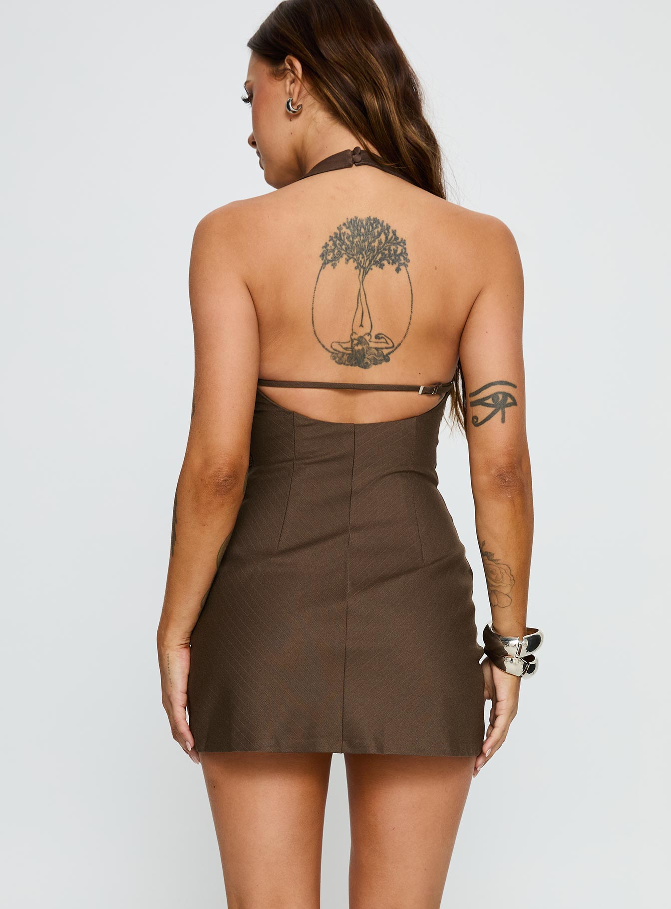 Deona Tailored Mini Dress Brown - Image 5