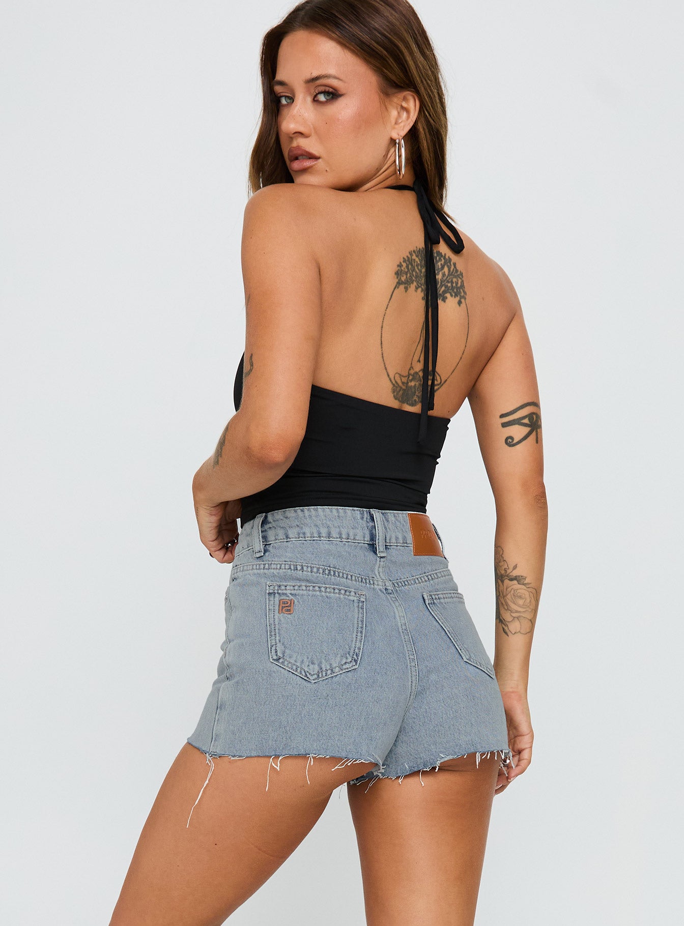 Make My Day Mid Rise Denim Skort Light Wash - Image 5