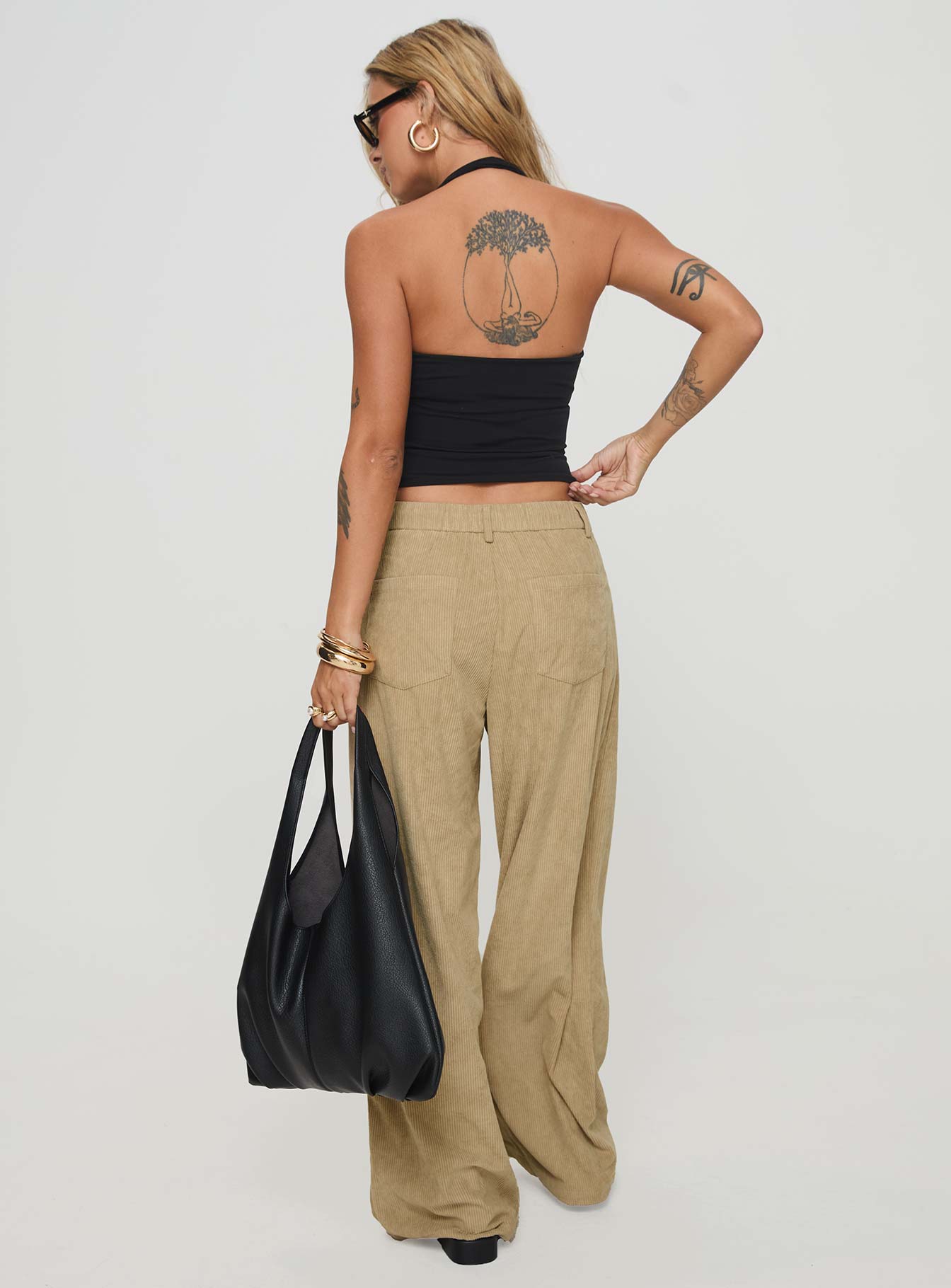 Slouched Tie Up Pant Latte - Image 5