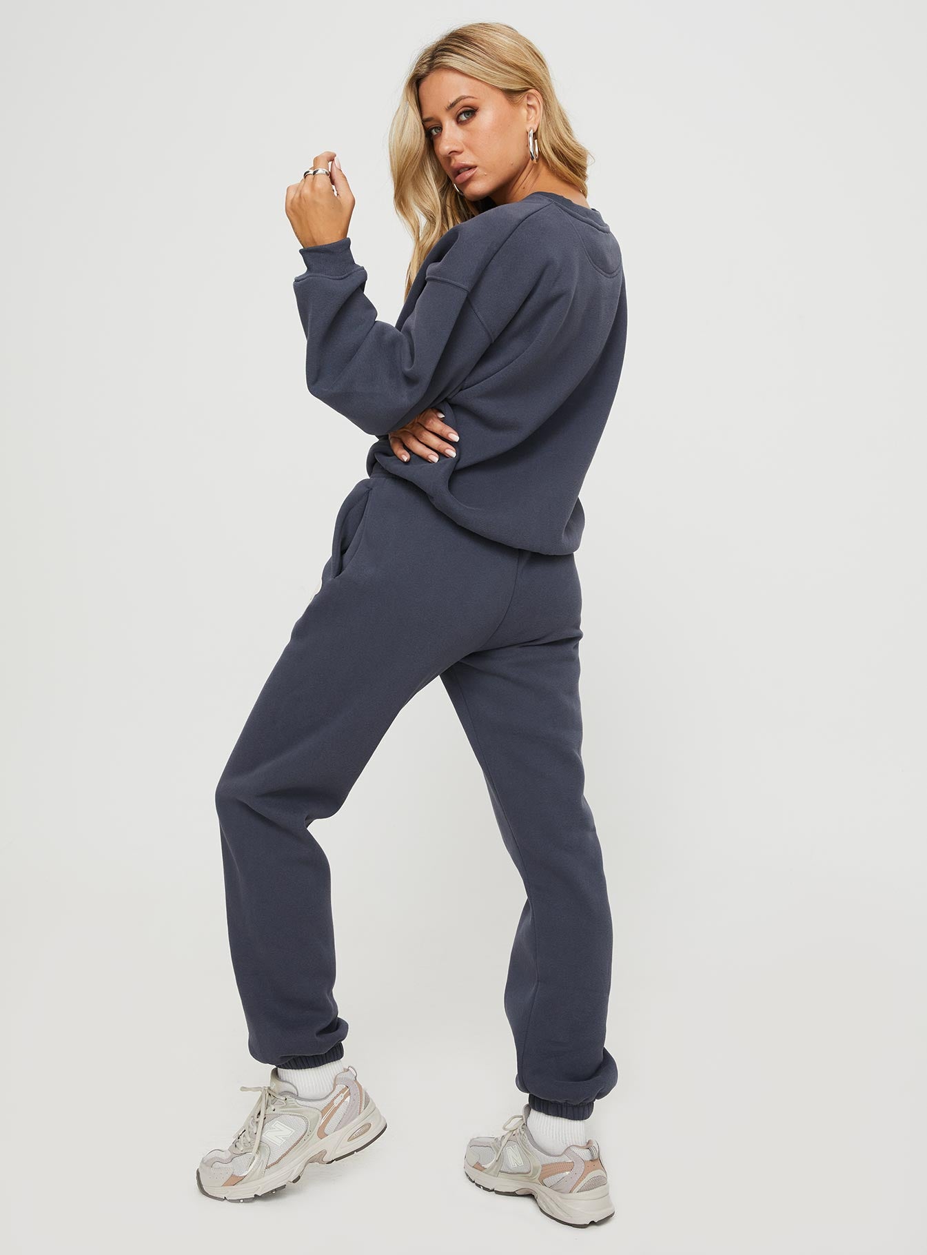 Princess Polly Track Pants Bubble Text Slate / Eggshell - Image 10