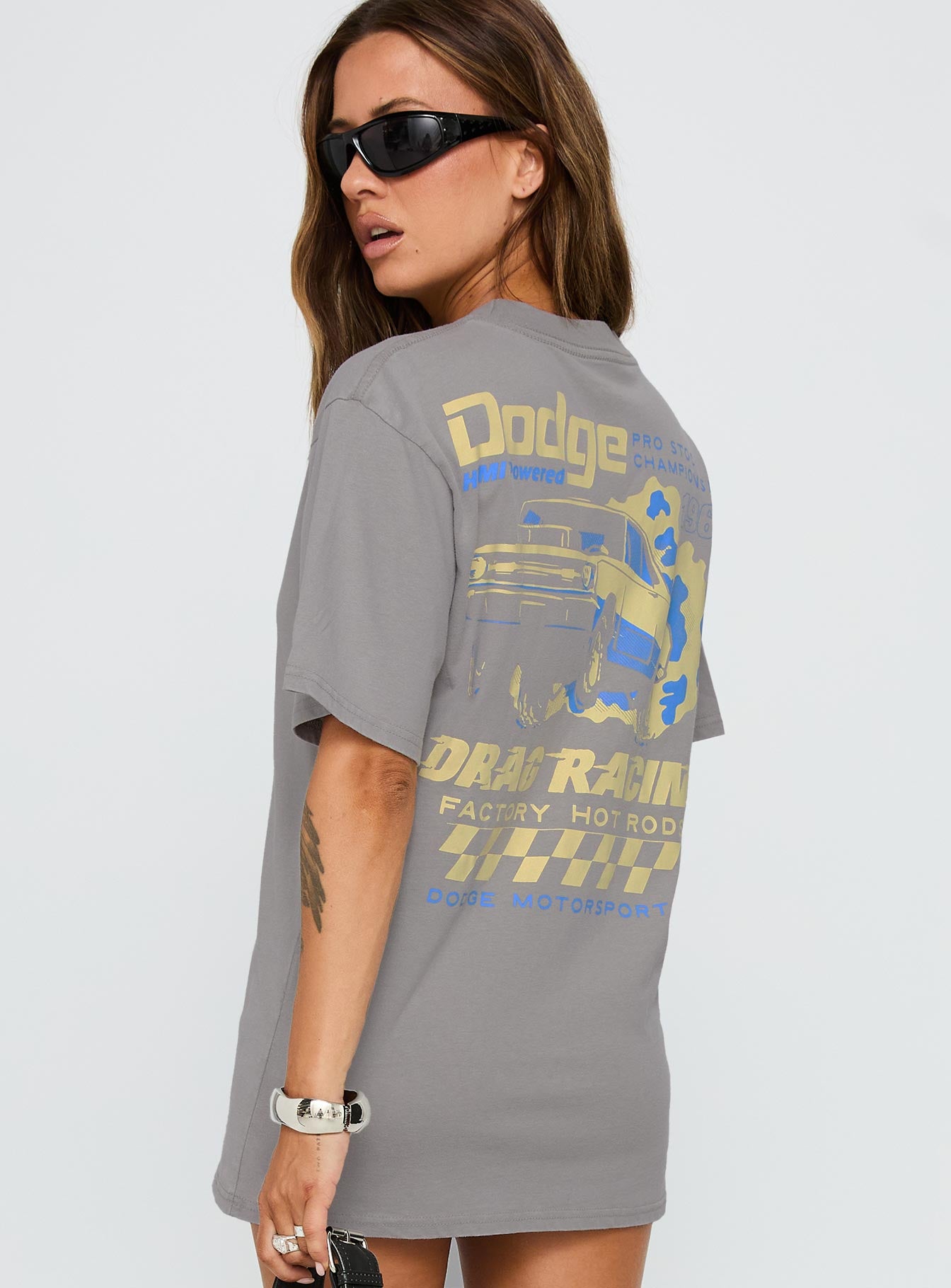 Dodge Racer Oversized Graphic Tee Grey - Image 5