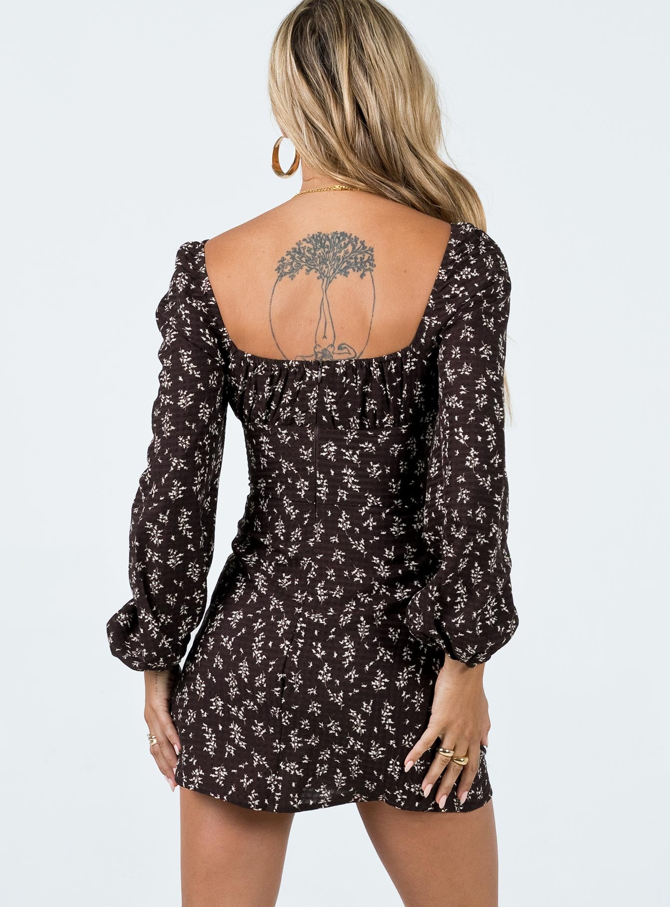 Lyndon Long Sleeve Mini Dress Brown - Image 4