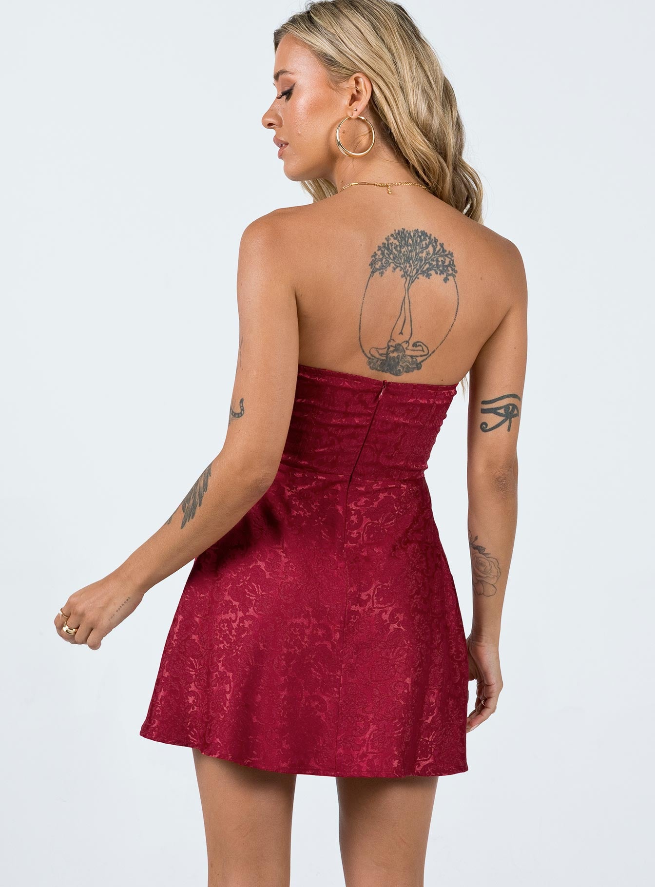 Lenette Mini Dress Burgundy - Image 5