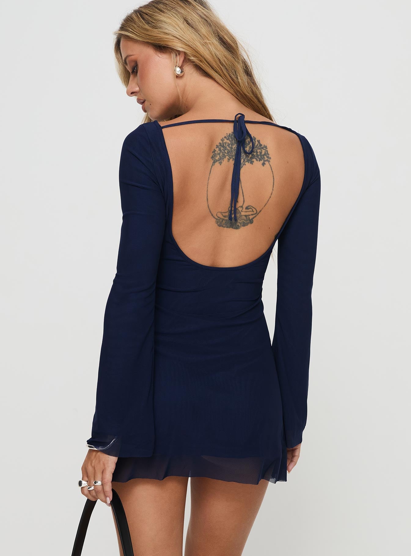 Lukea Long Sleeve Mini Dress Navy - Image 5