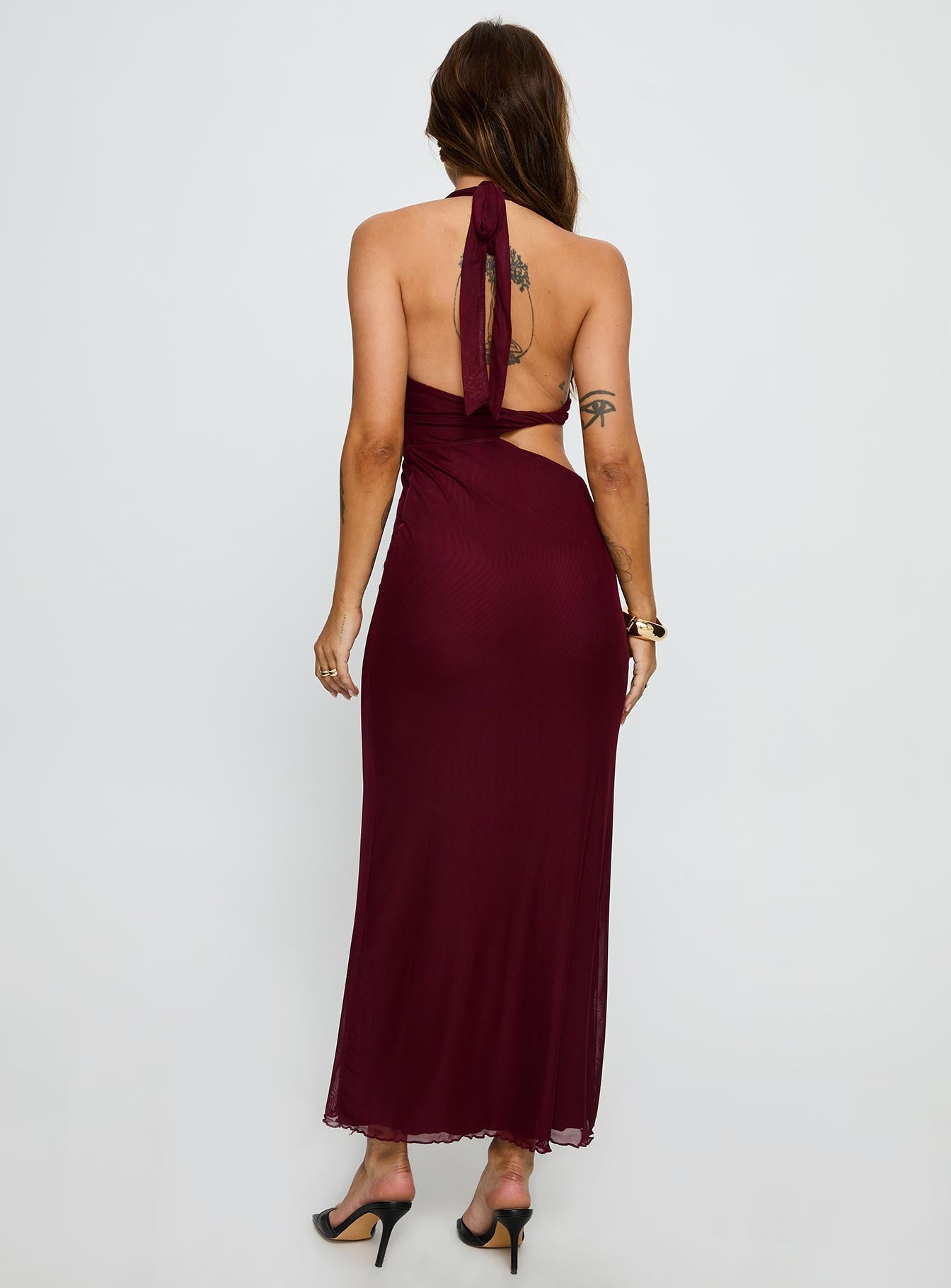 Novalee Keyhole Maxi Dress Burgundy - Image 4