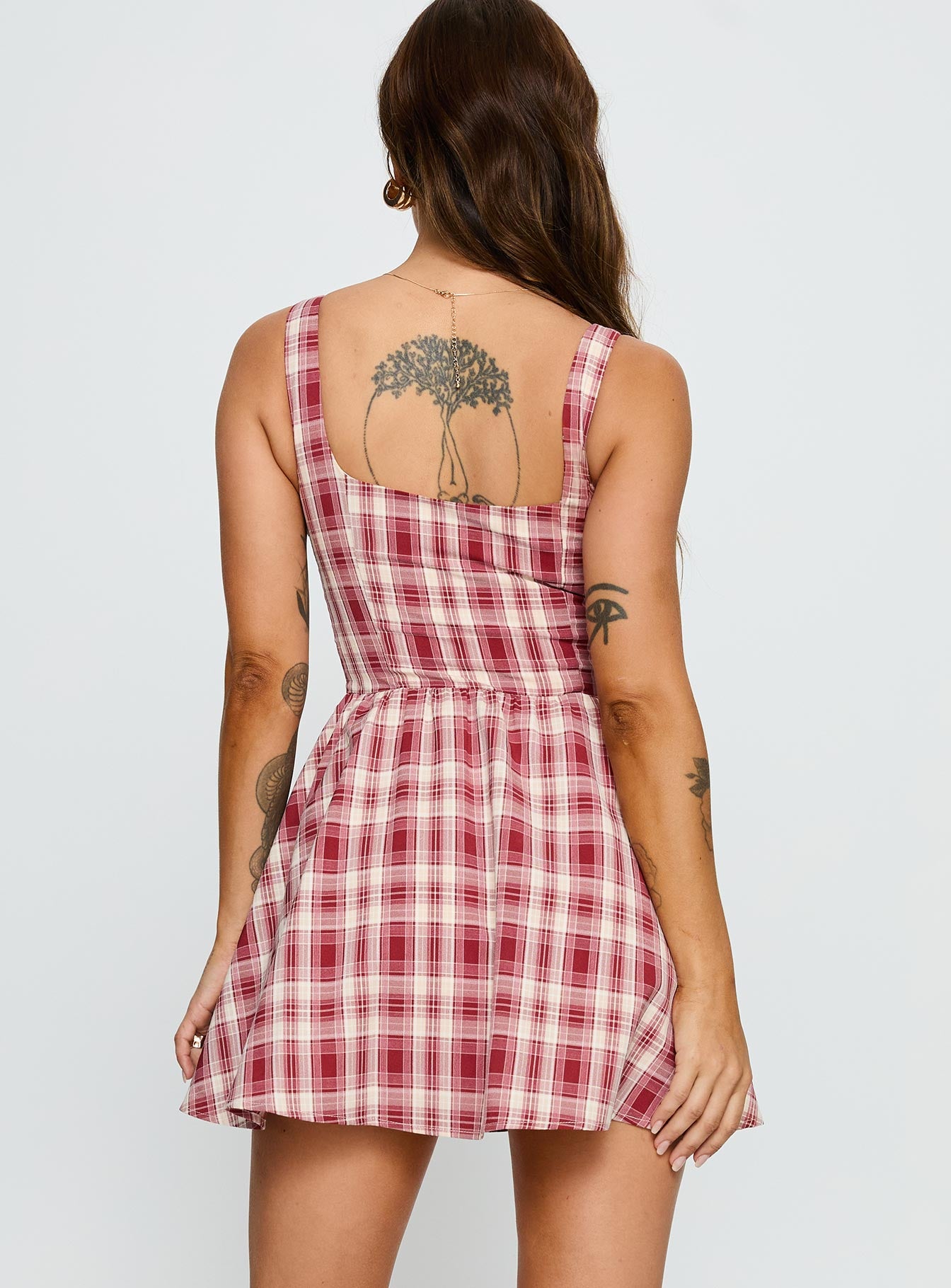 Ofeliah Mini Dress Red Check - Image 5