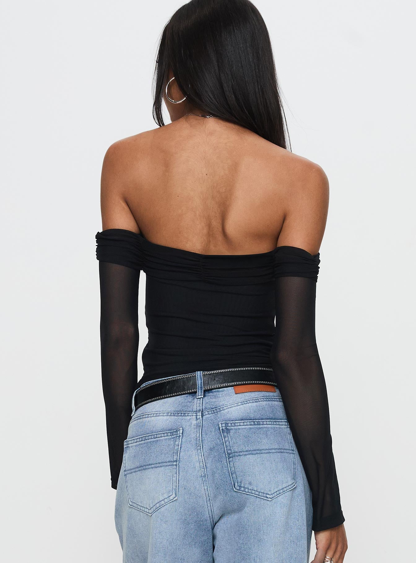 Saelan Off Shoulder Long Sleeve Top Black - Image 5