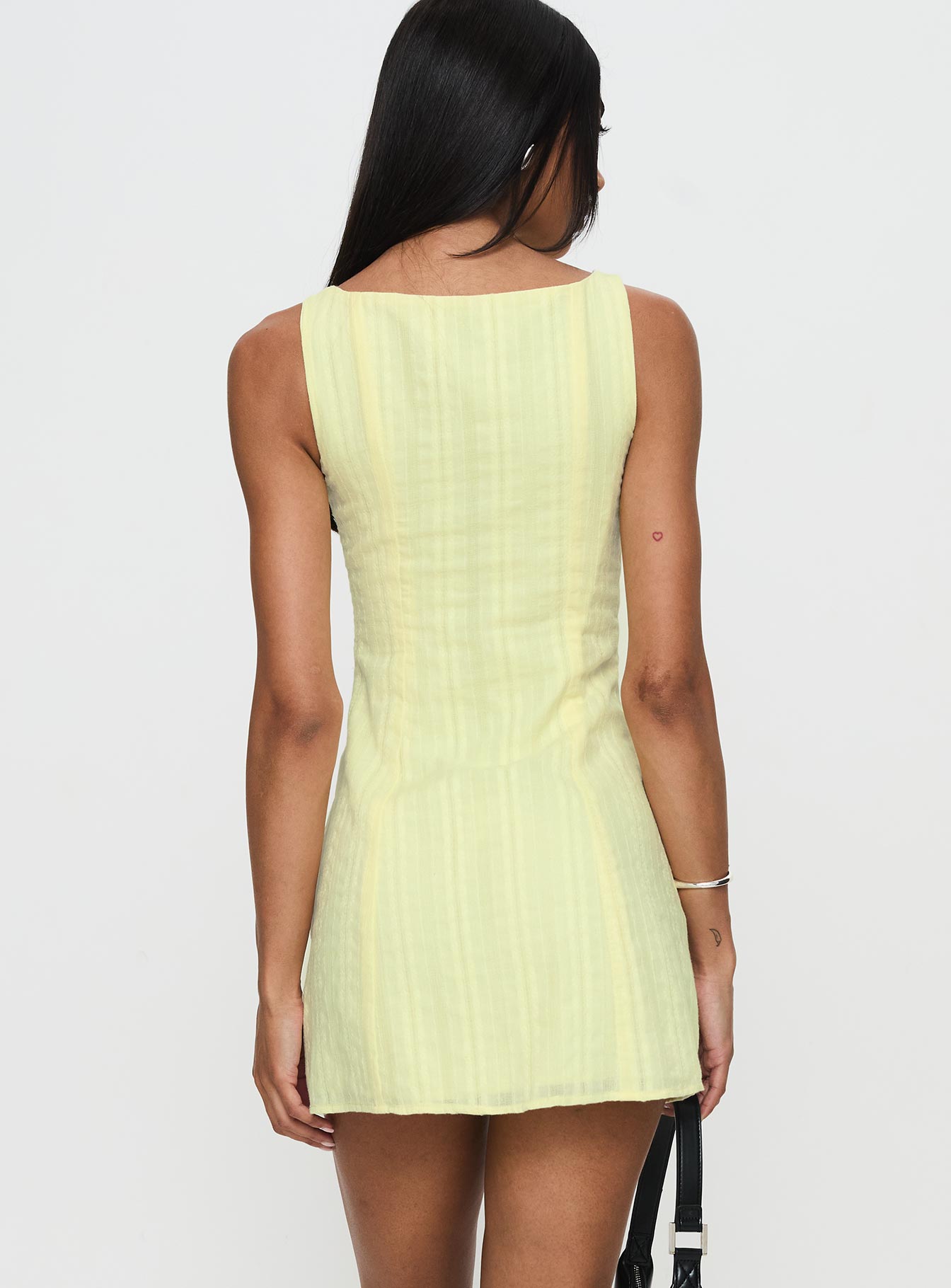 Mimsie Embroidered Mini Dress Lemon - Image 5