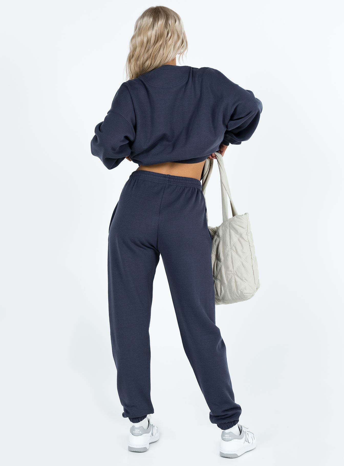 Princess Polly Track Pants Bubble Text Slate / Eggshell - Image 5