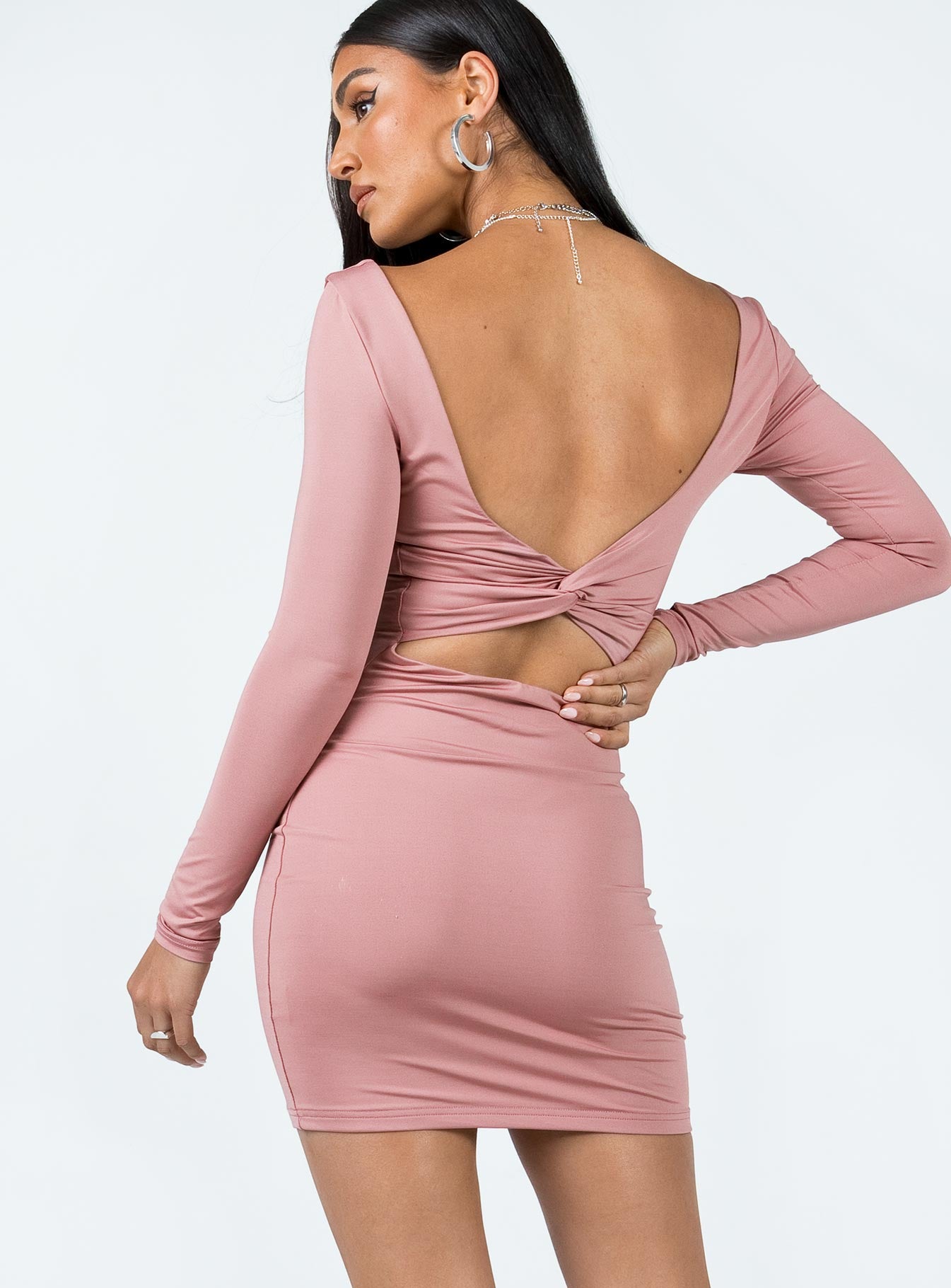 Maroy Long Sleeve Mini Dress Mauve - Image 5