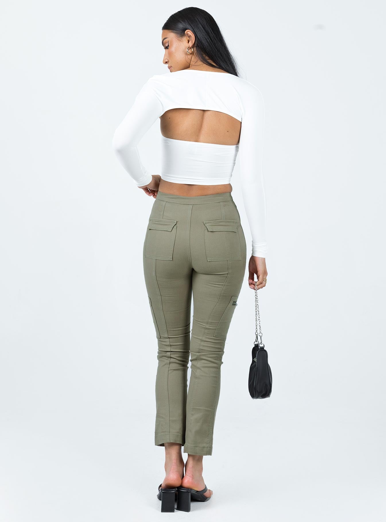 In Line Straight Leg Cargo Pants Green - Image 4