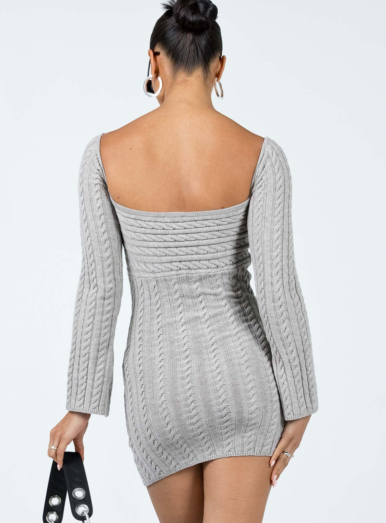 Bayard Off The Shoulder Knit Mini Dress Grey - Image 5