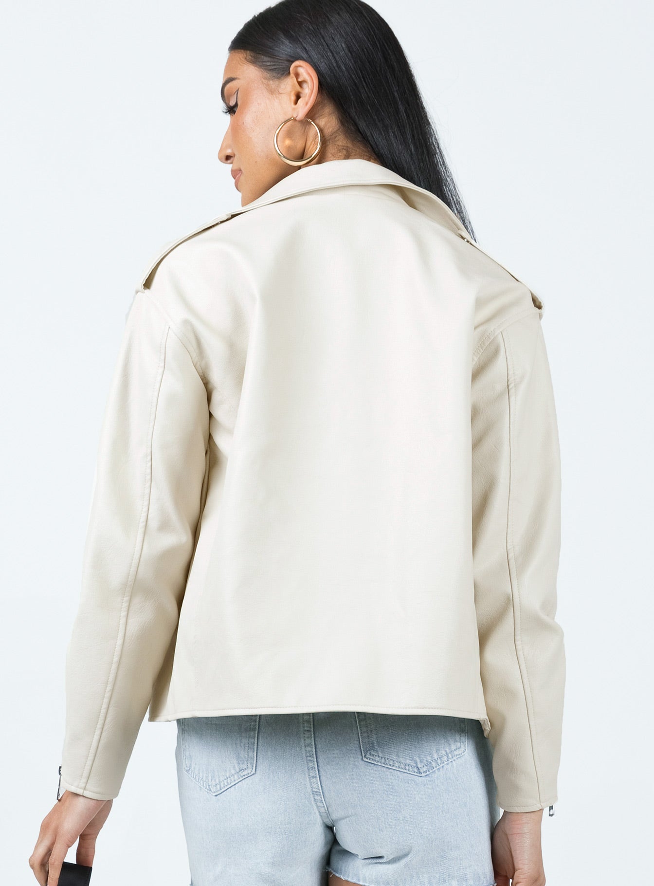 Auburn Faux Leather Jacket Cream - Image 5
