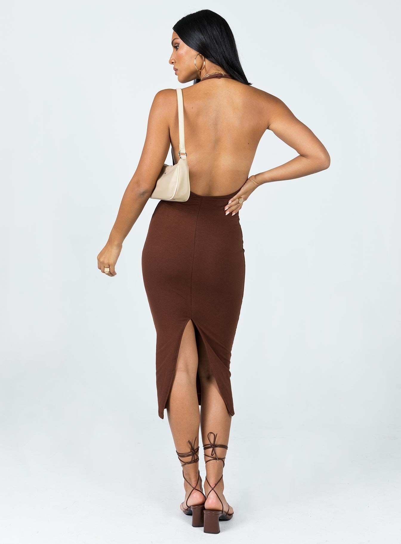 Aditya Midi Dress Brown - Image 4
