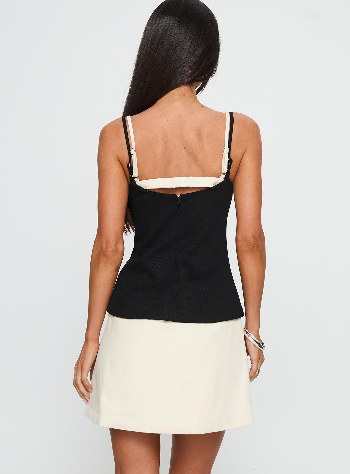 Mariselle Layered Corset Mini Dress Black / Cream - Image 5