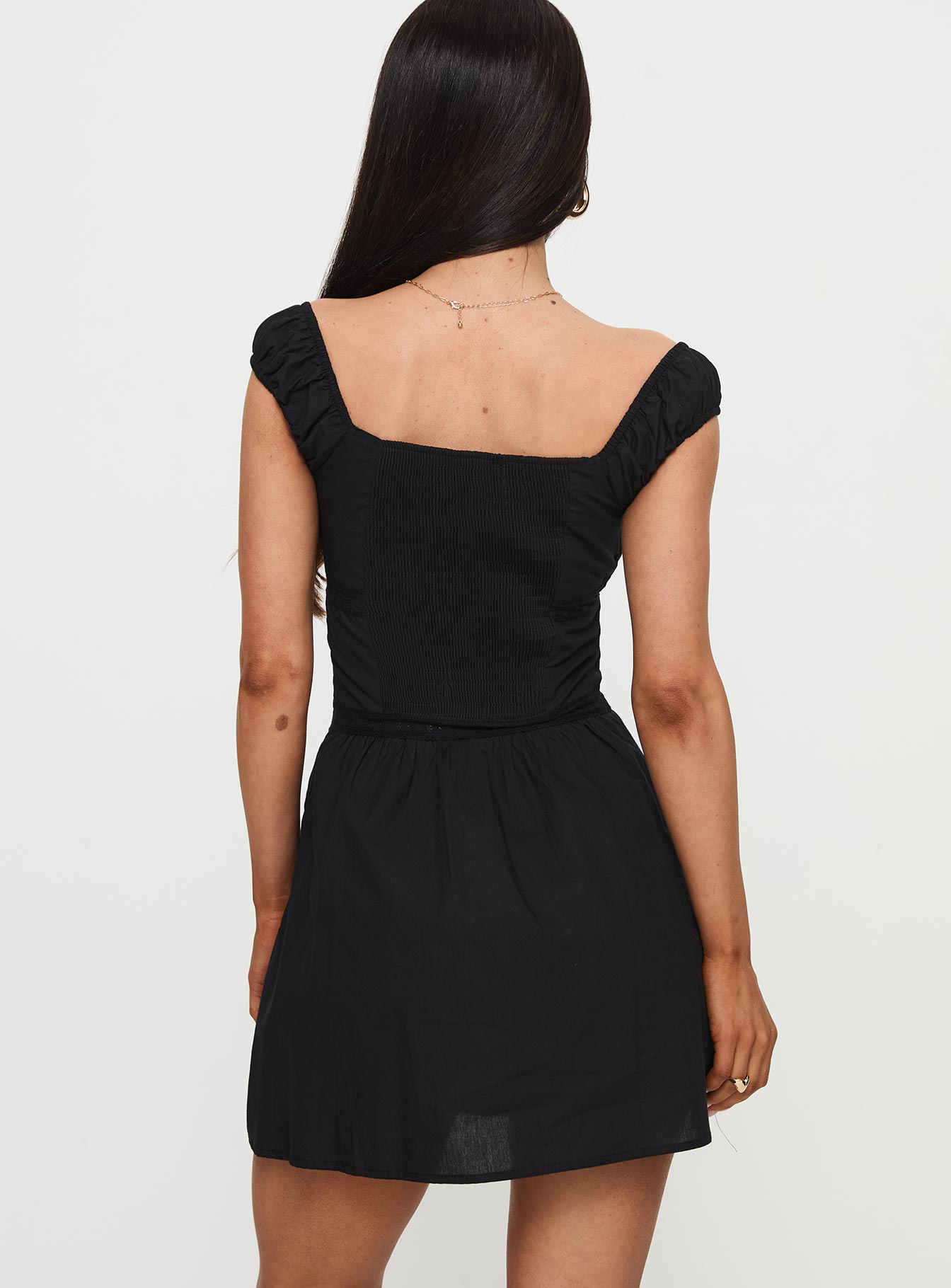 Peonia Lace Mini Dress Black - Image 4
