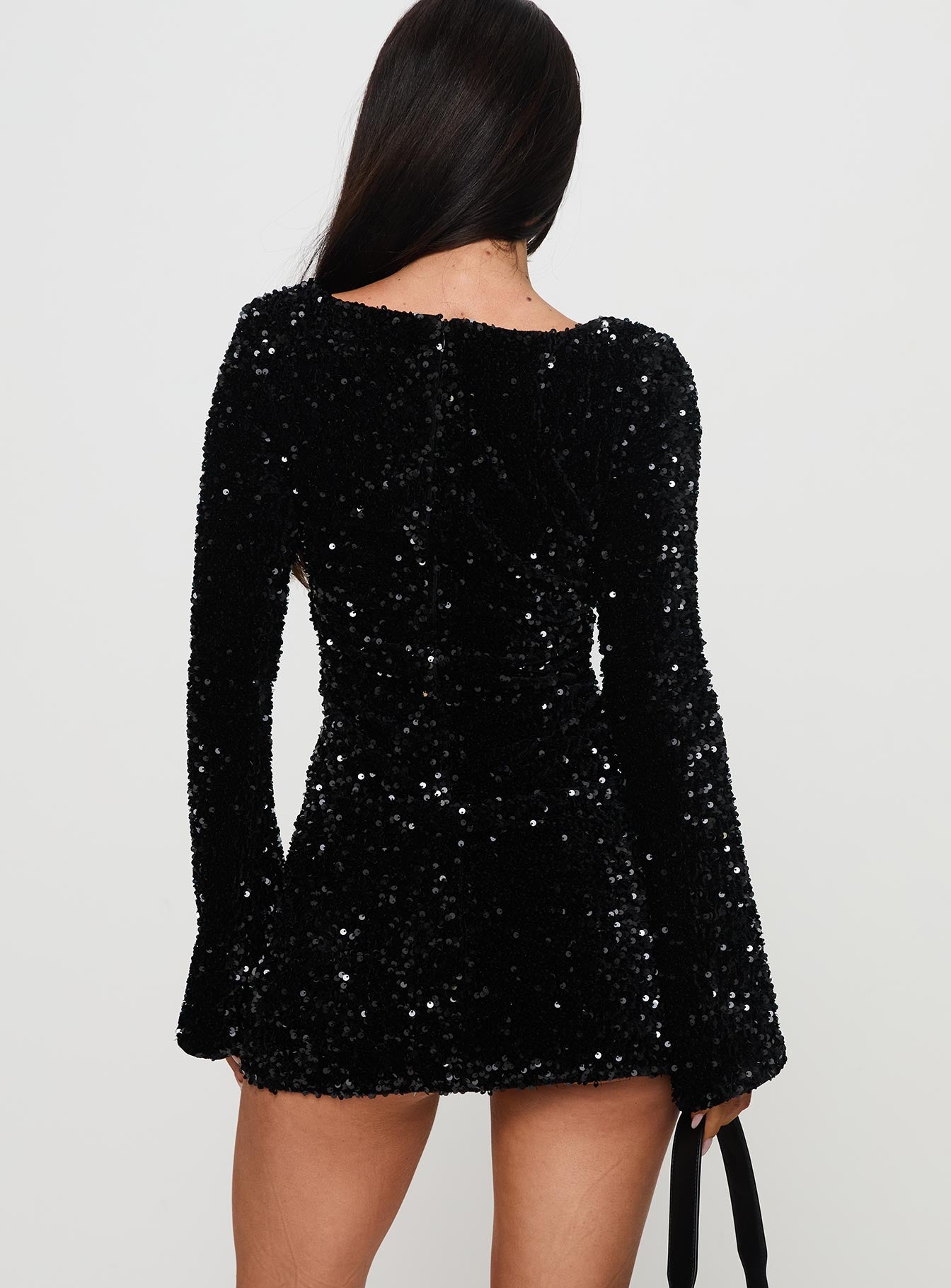 Vinelle Long Sleeve Mini Dress Black - Image 5
