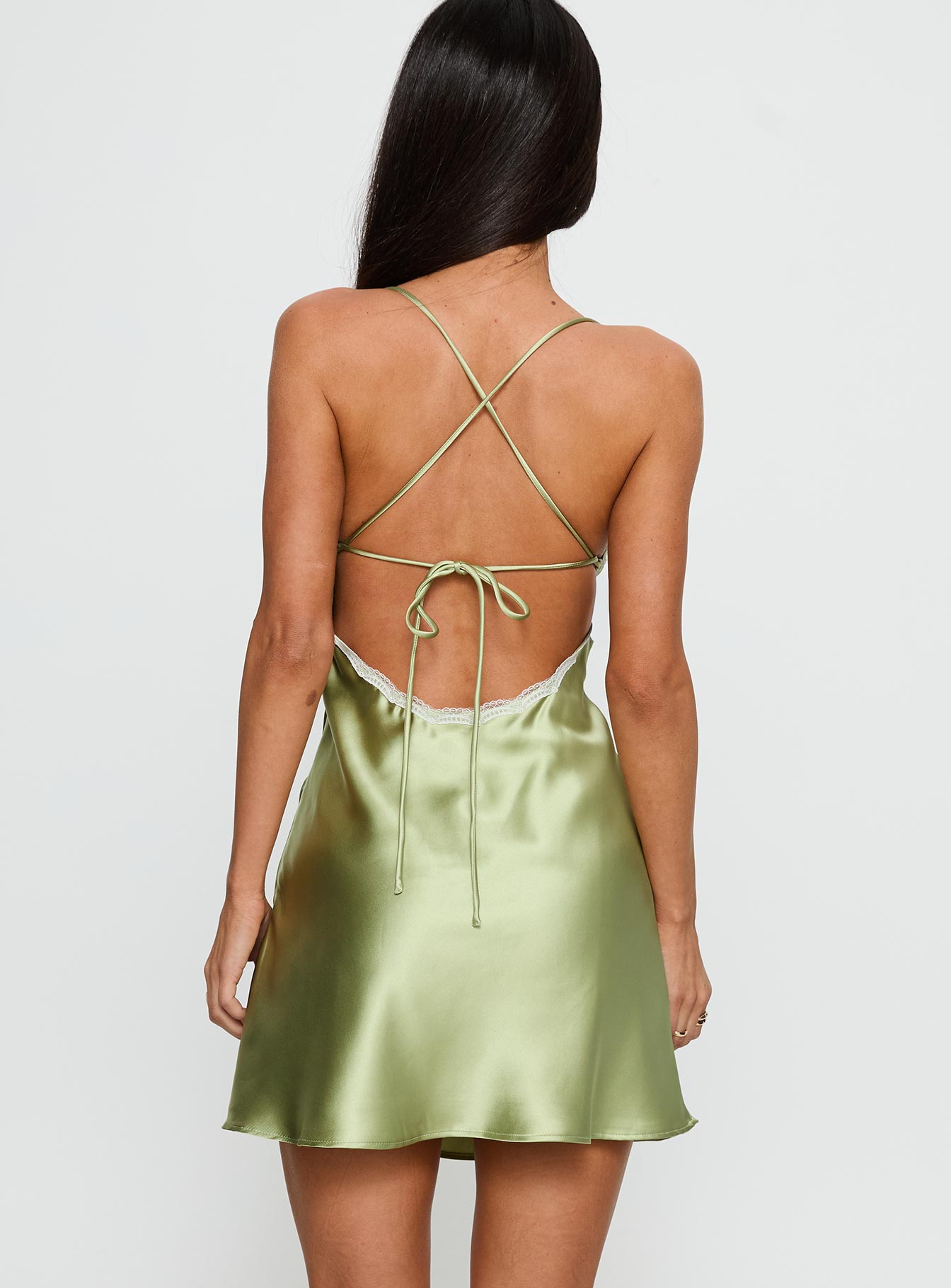 Jasminda Lace Trim Mini Dress Green - Image 5