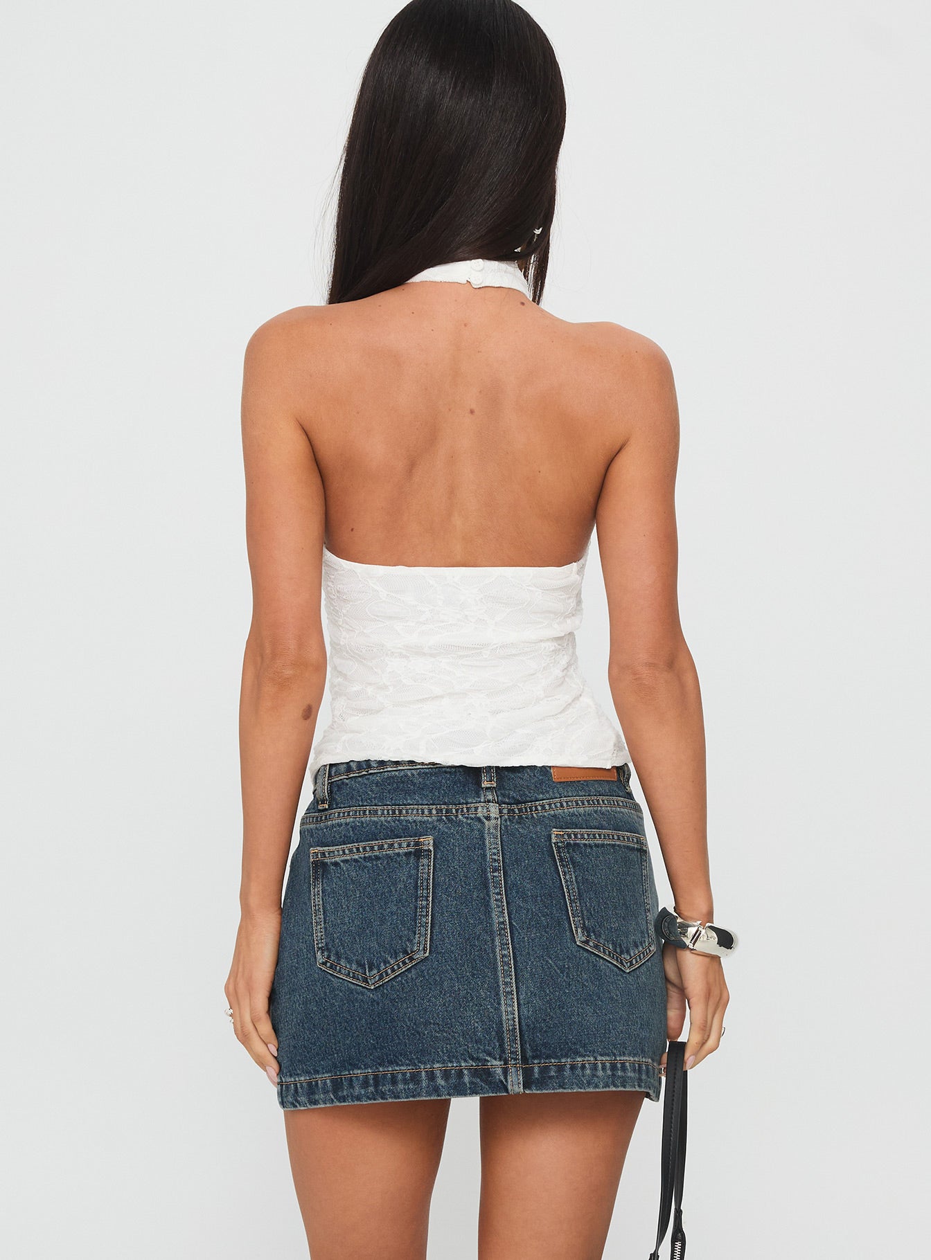 Nickei Denim Mini Skirt Washed Blue - Image 5