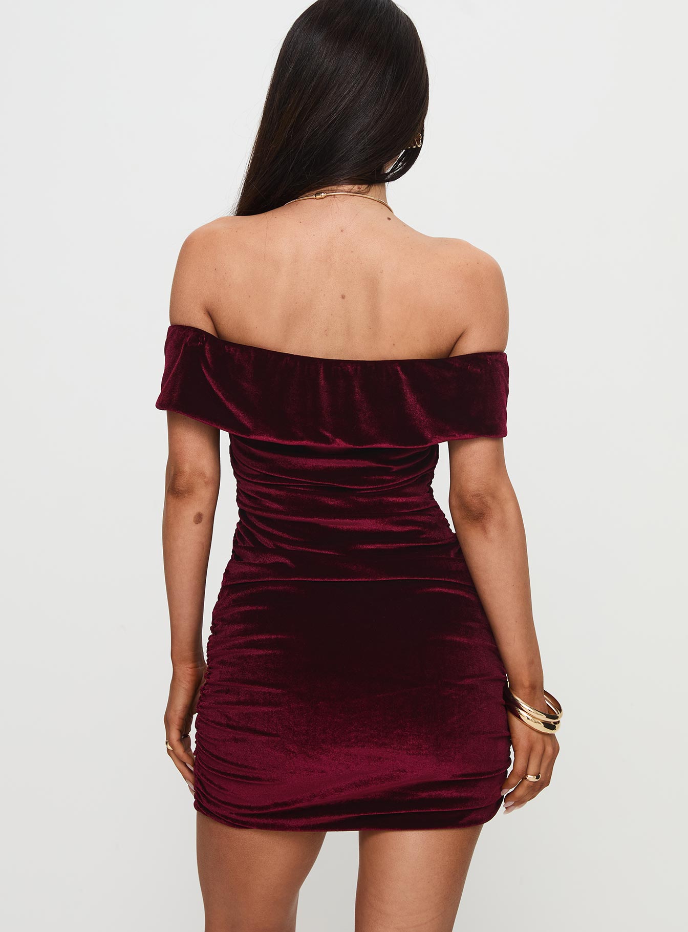 Regency Strapless Velvet Mini Dress Burgundy - Image 5