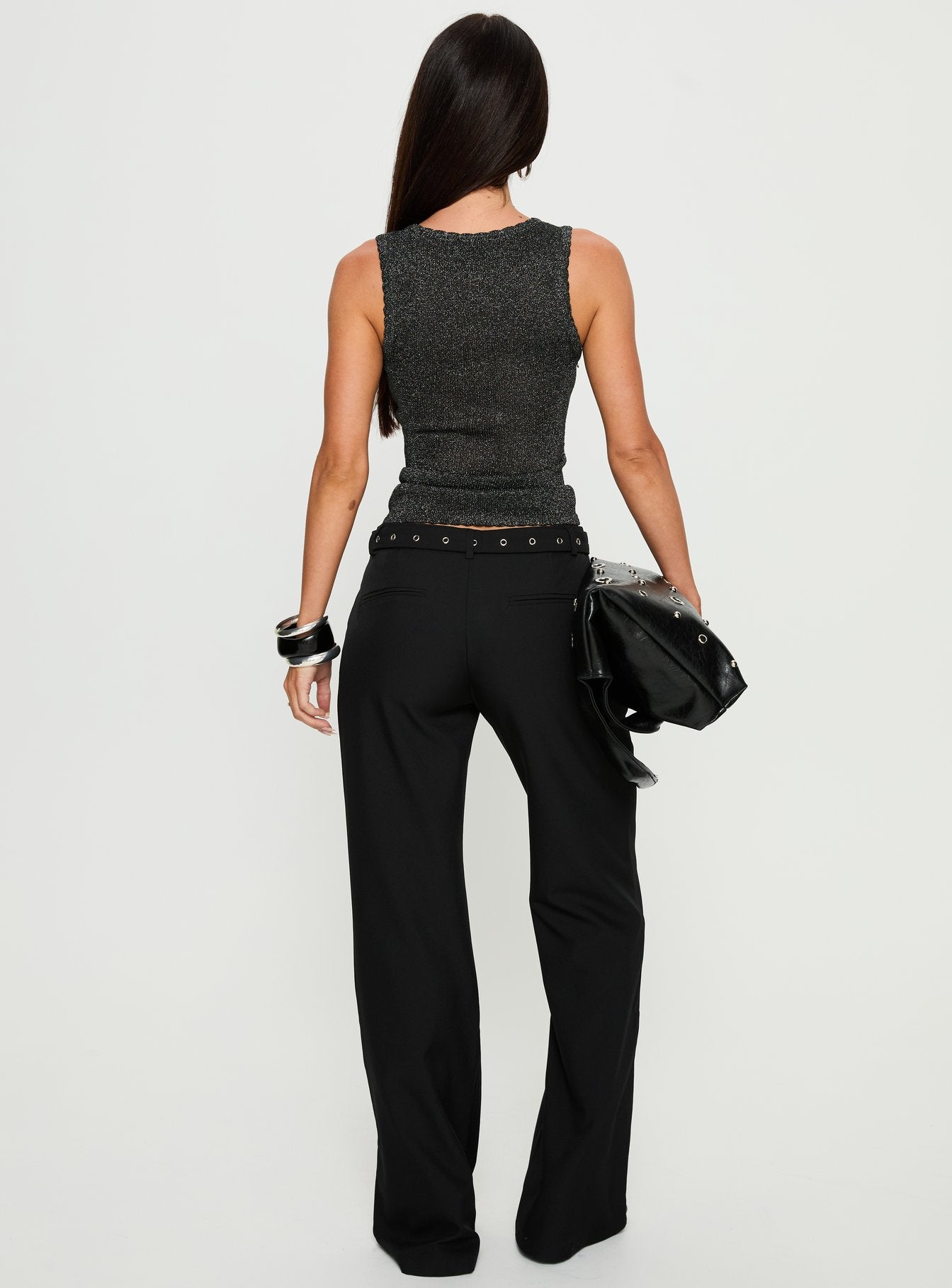 Deonne Straight Leg Buckle Pants Black - Image 5