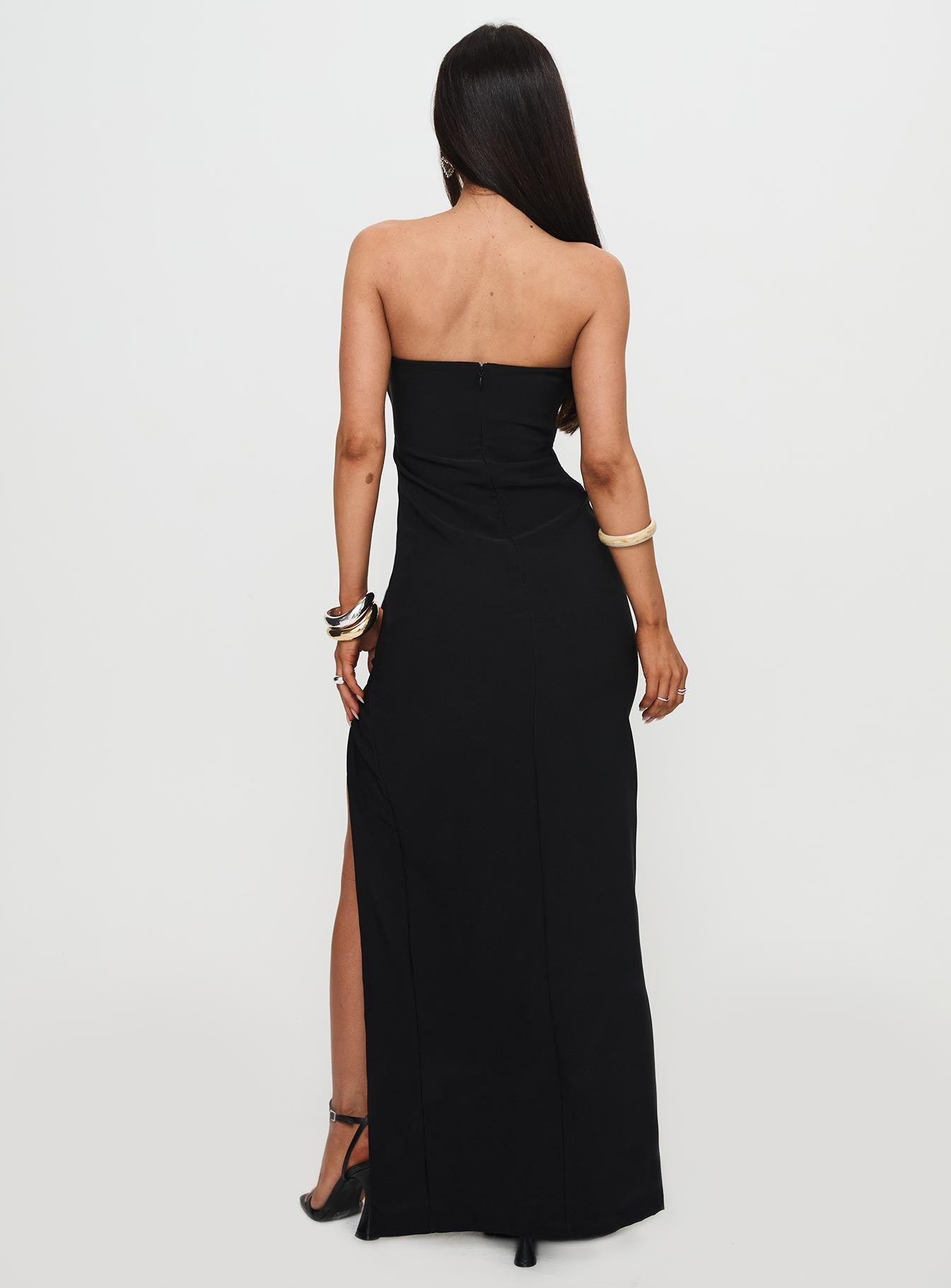 Reckless Abandon Strapless Maxi Dress Black - Image 5
