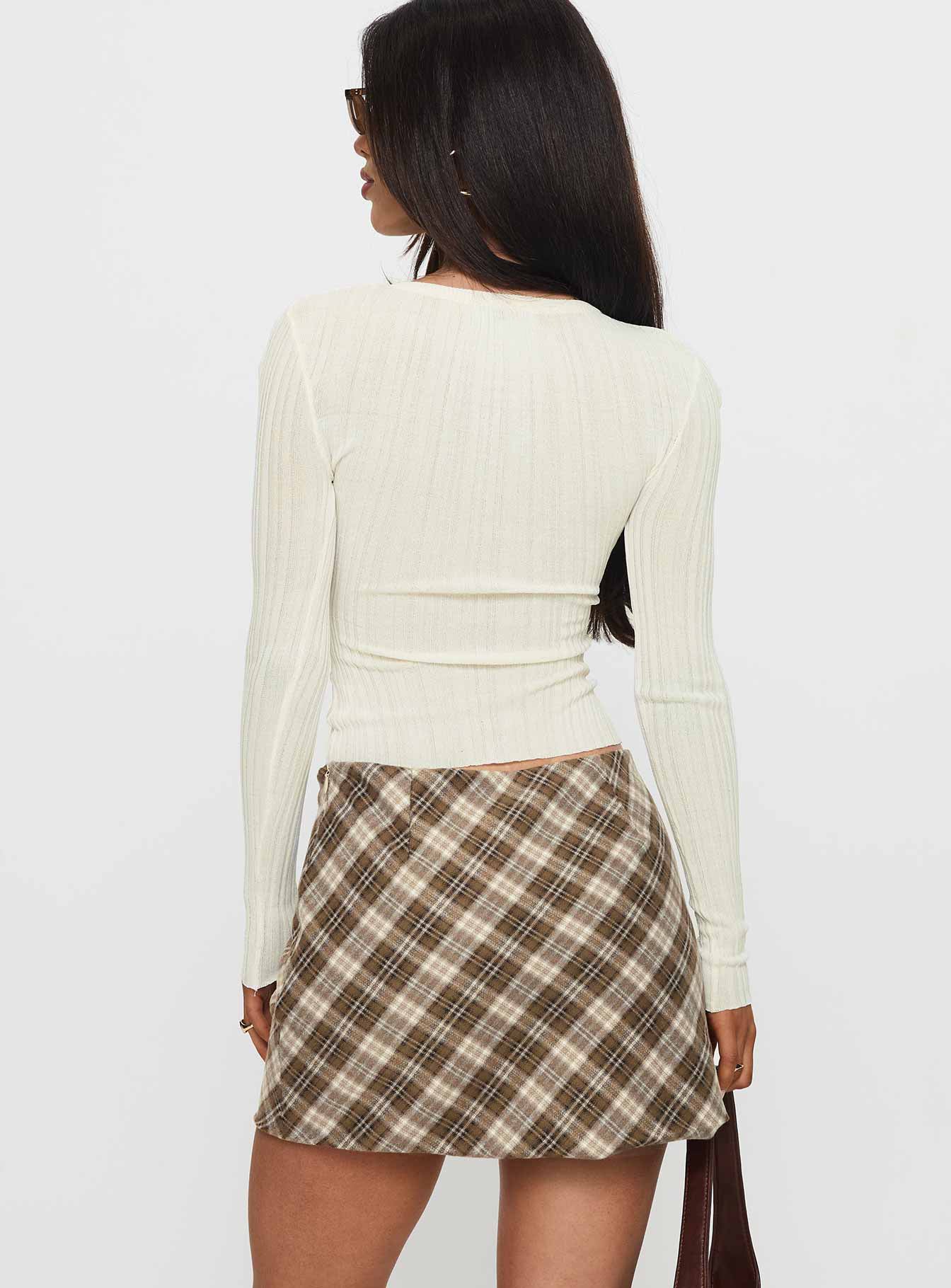 Point Of View Mini Skirt Brown Check - Image 5