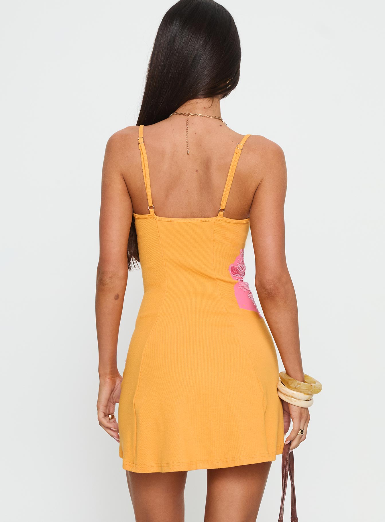 Admiration Bead Detail Mini Dress Orange - Image 5