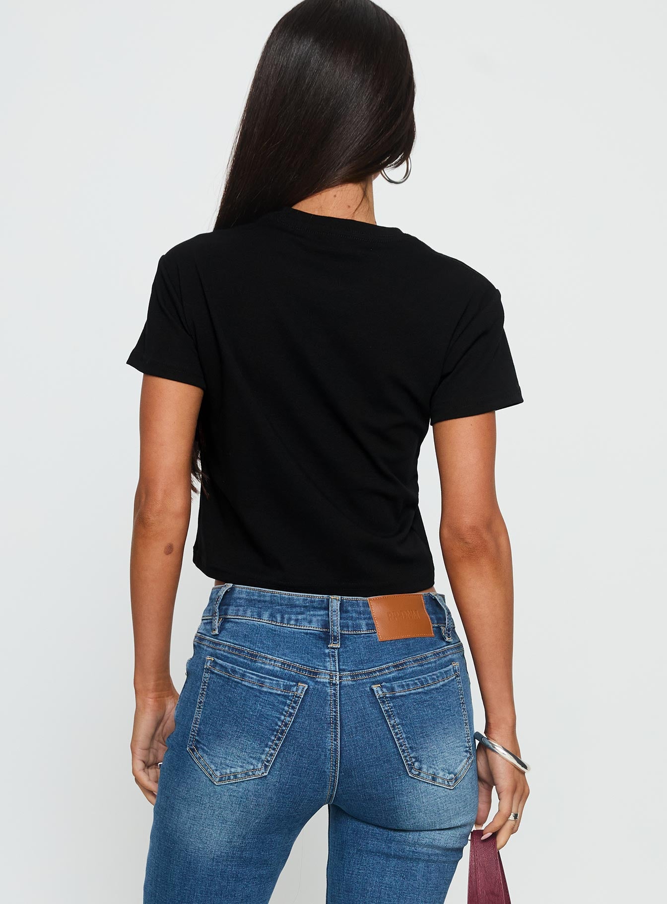 Text. Don't Call Shimmer Graphic Top Black - Image 5