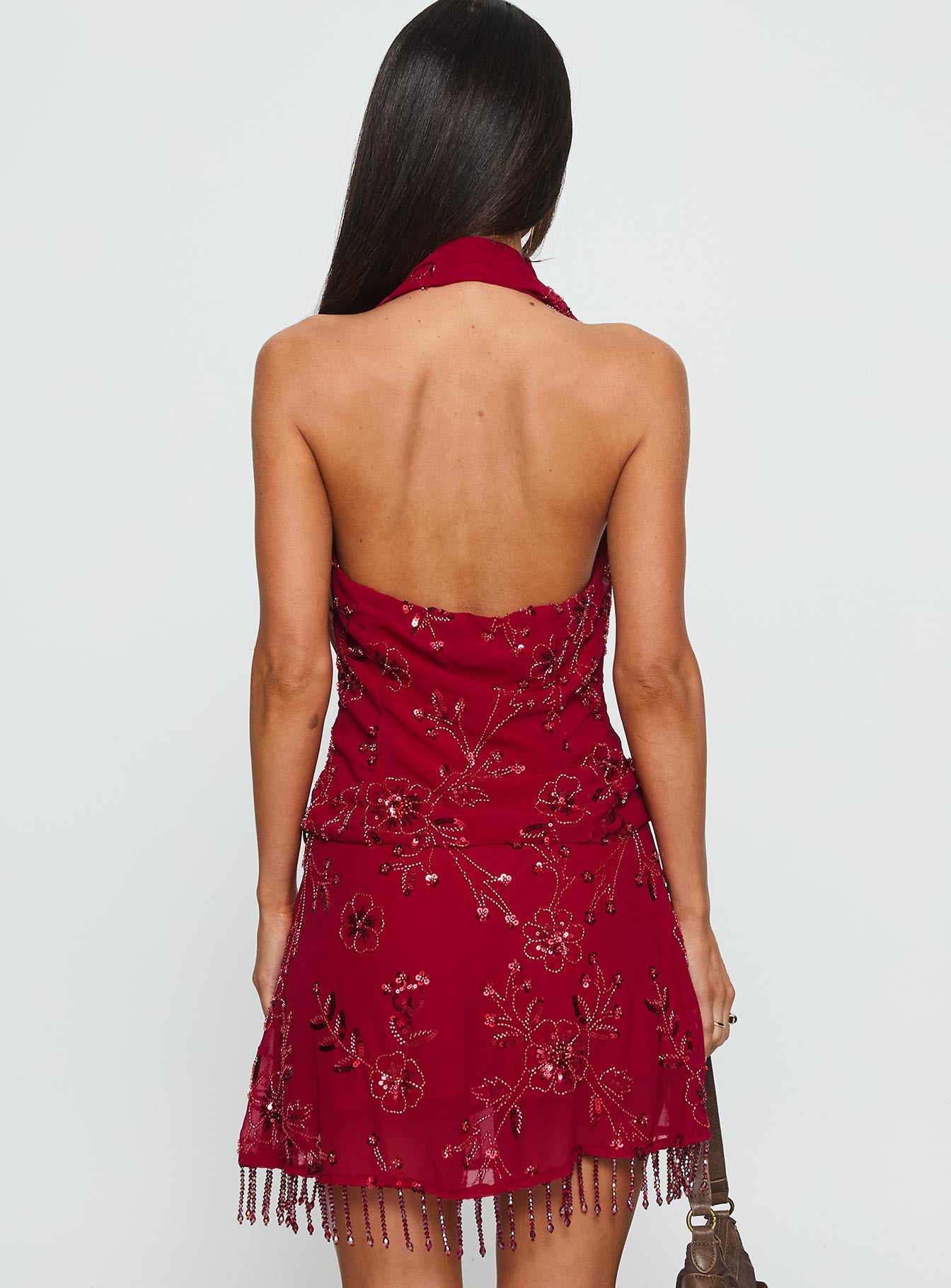 Twilight Zone Beaded Mini Skirt Red - Image 5