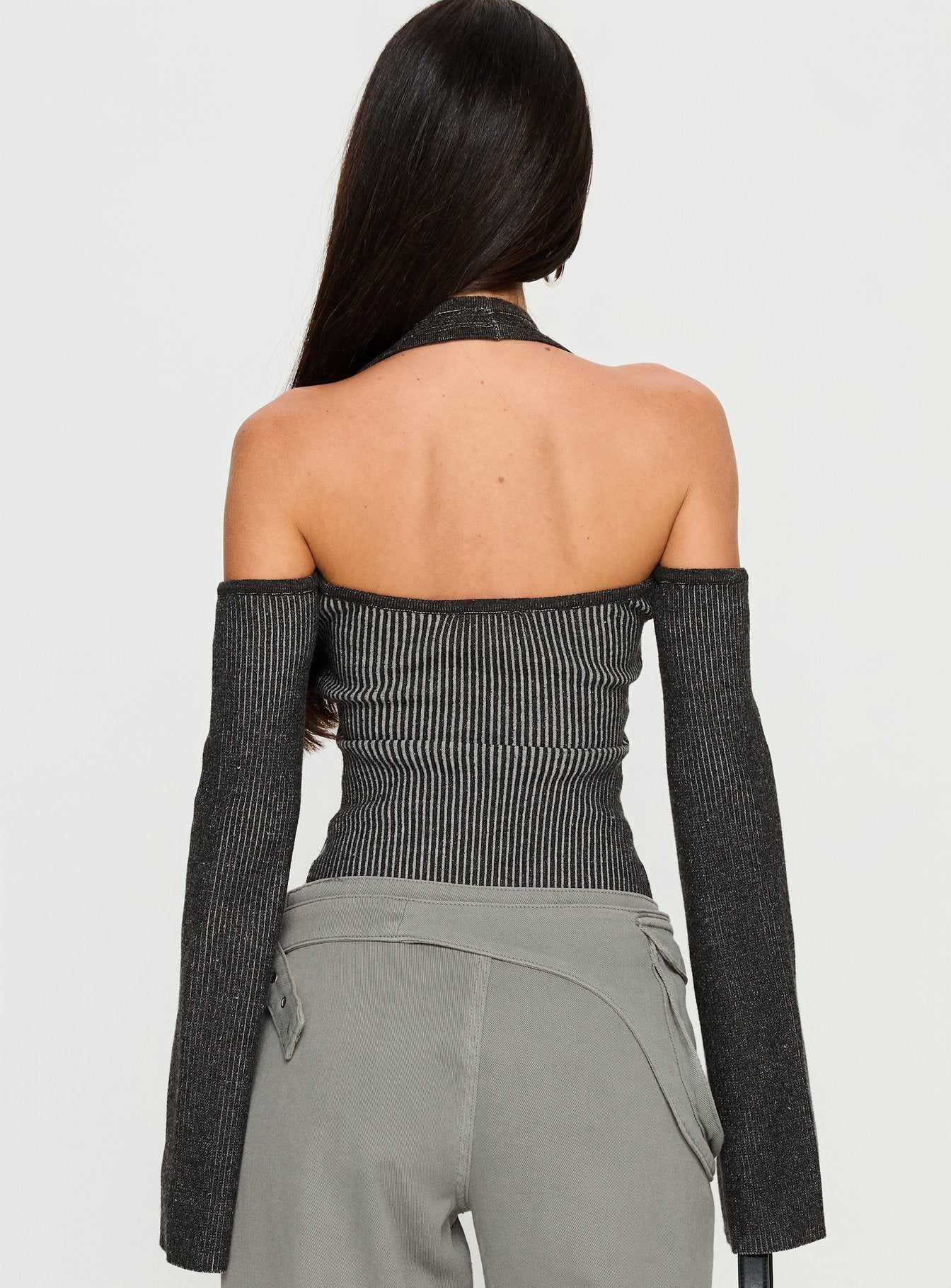 Novelia Halter Long Sleeve Top Black - Image 4