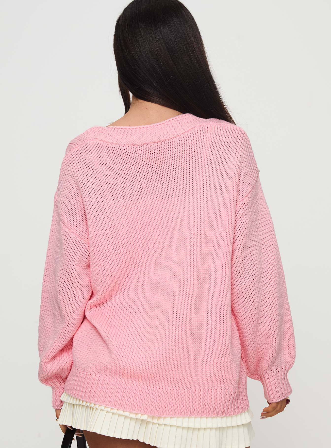Sezza Cable Knit Cardigan Baby Pink - Image 4