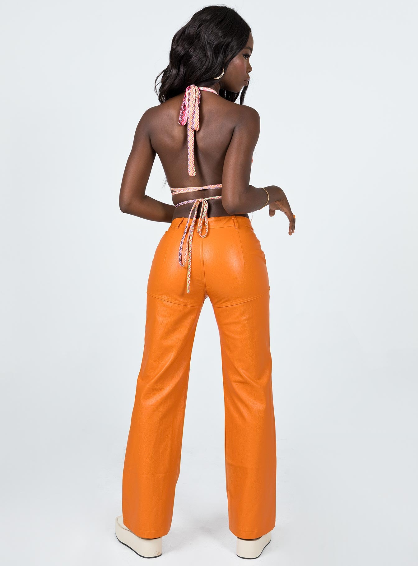 Ashlea PU Pants Orange - Image 6