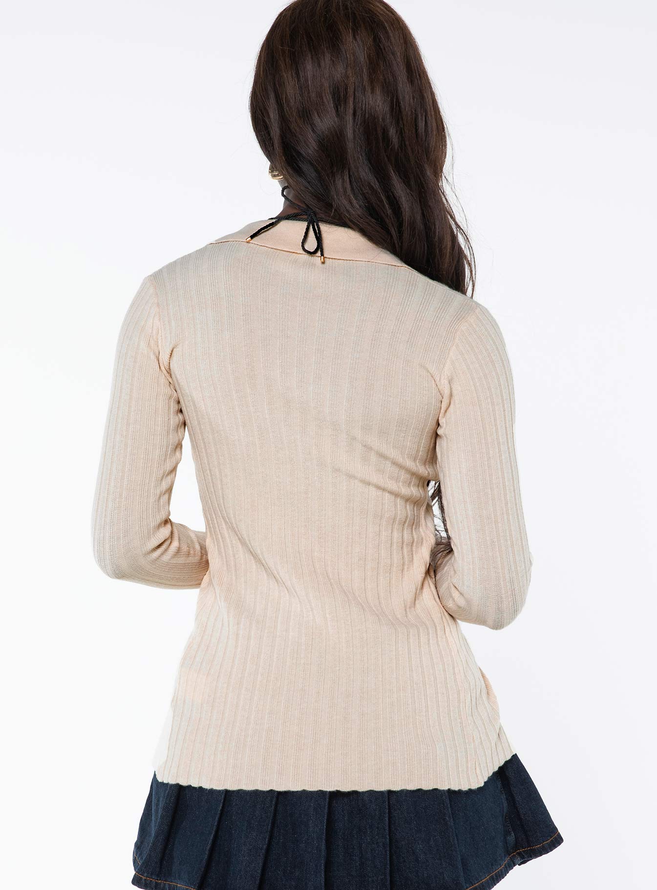 Anneke Collared Cardigan Beige - Image 5