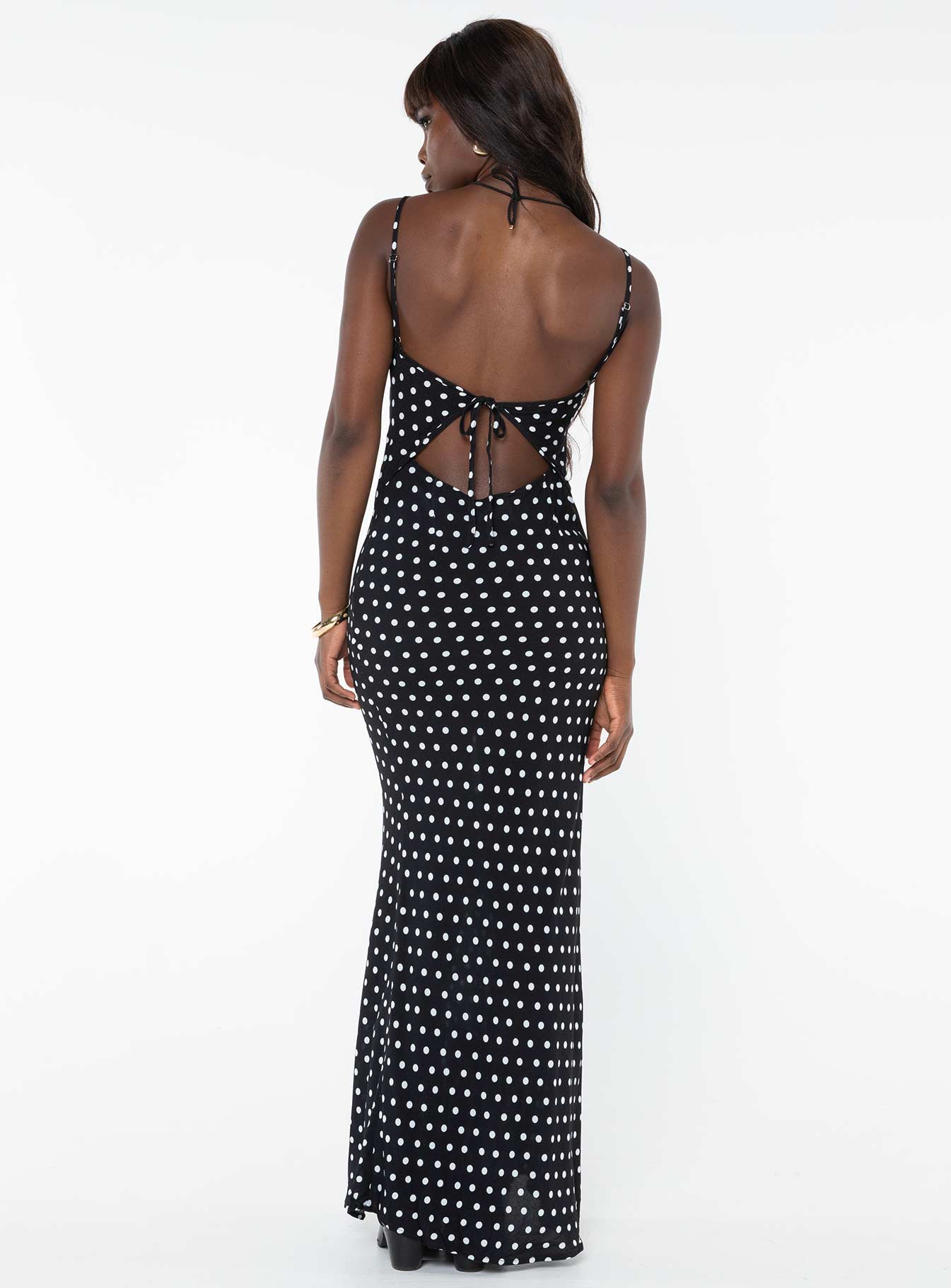Luncheon Maxi Dress Black Polka Dot - Image 5