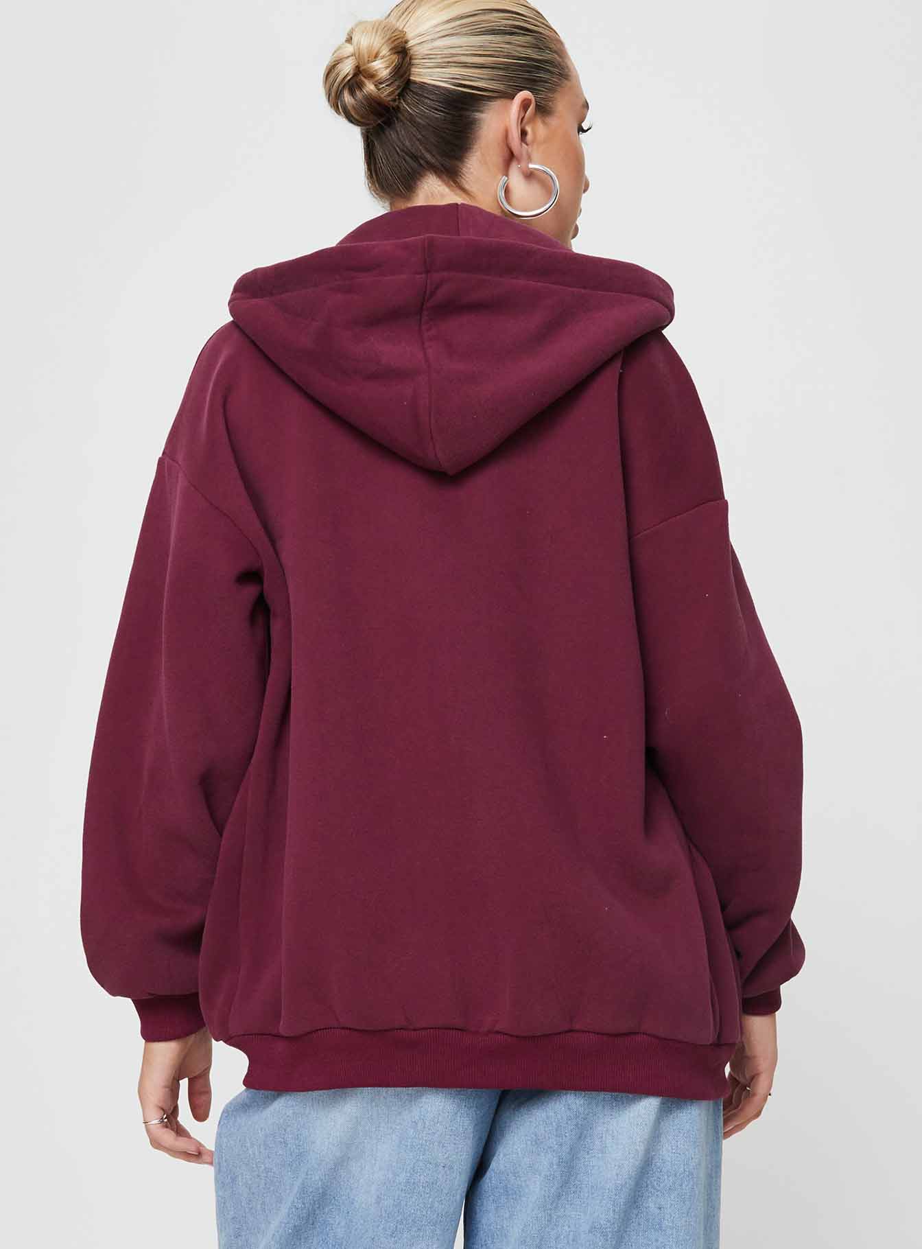 Florida Zip Up Sweater Burgundy - Image 5