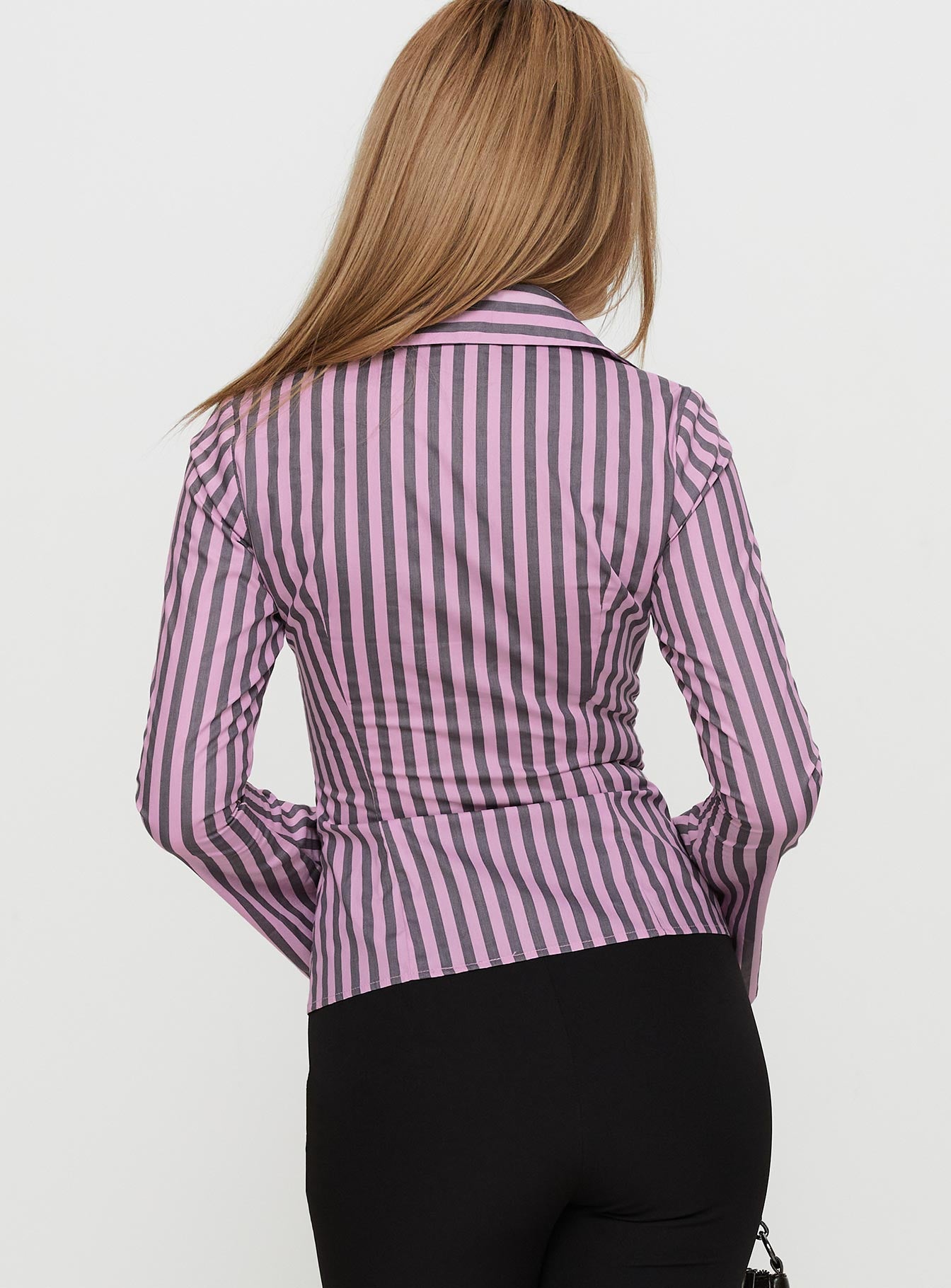 You Hear Me Long Sleeve Top Pink Stripe - Image 4