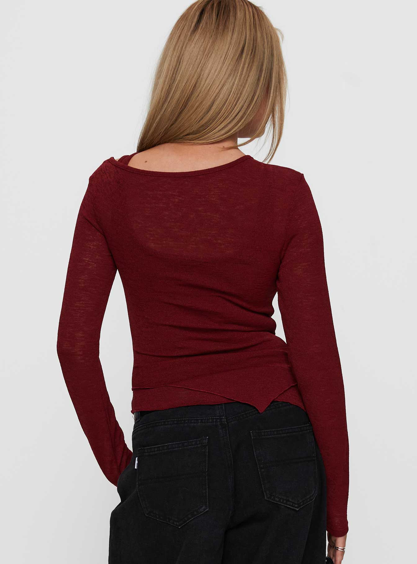Lefort Long Sleeve Top Burgundy - Image 4