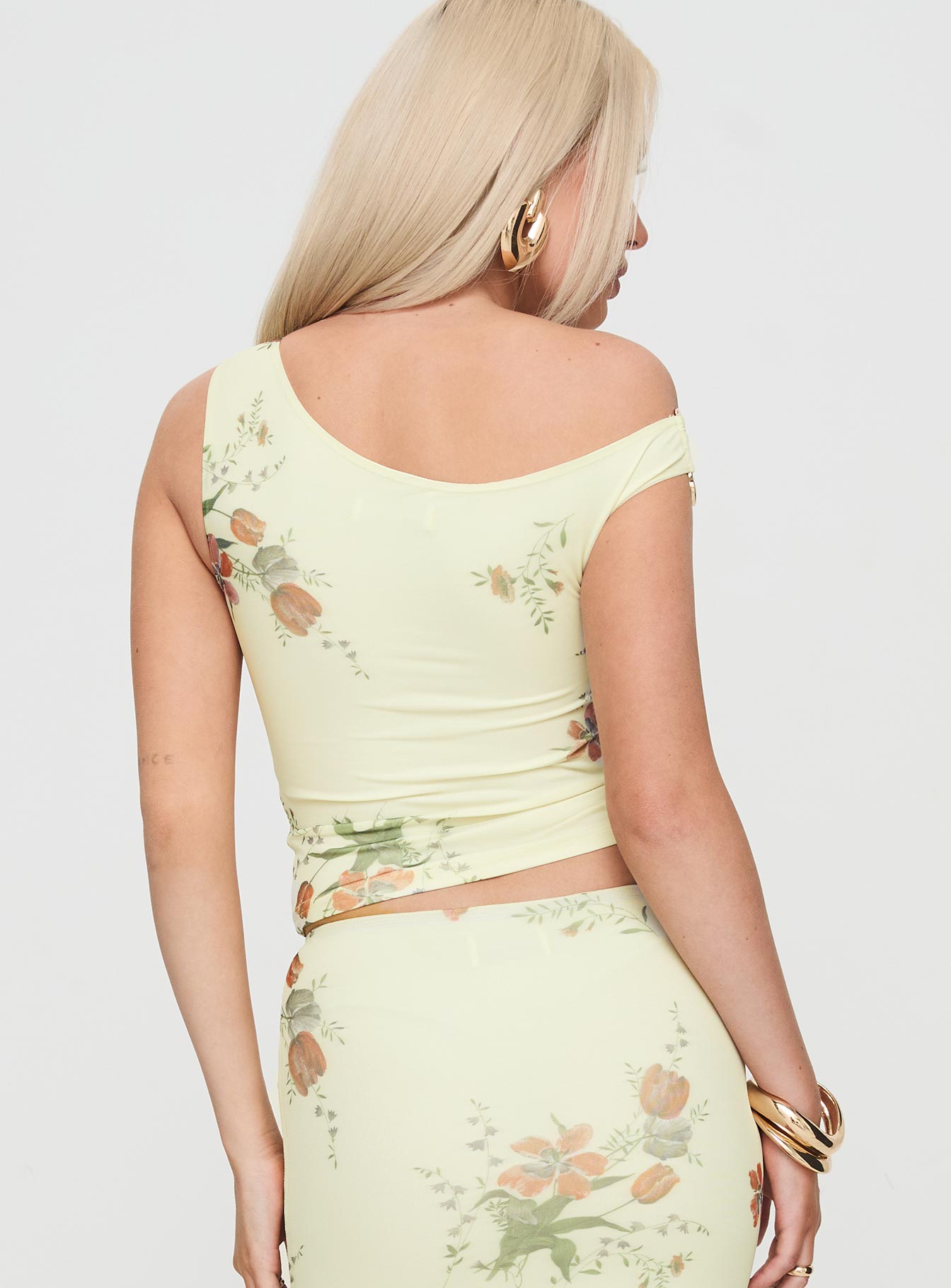 Rios One Shoulder Top Yellow Floral - Image 5