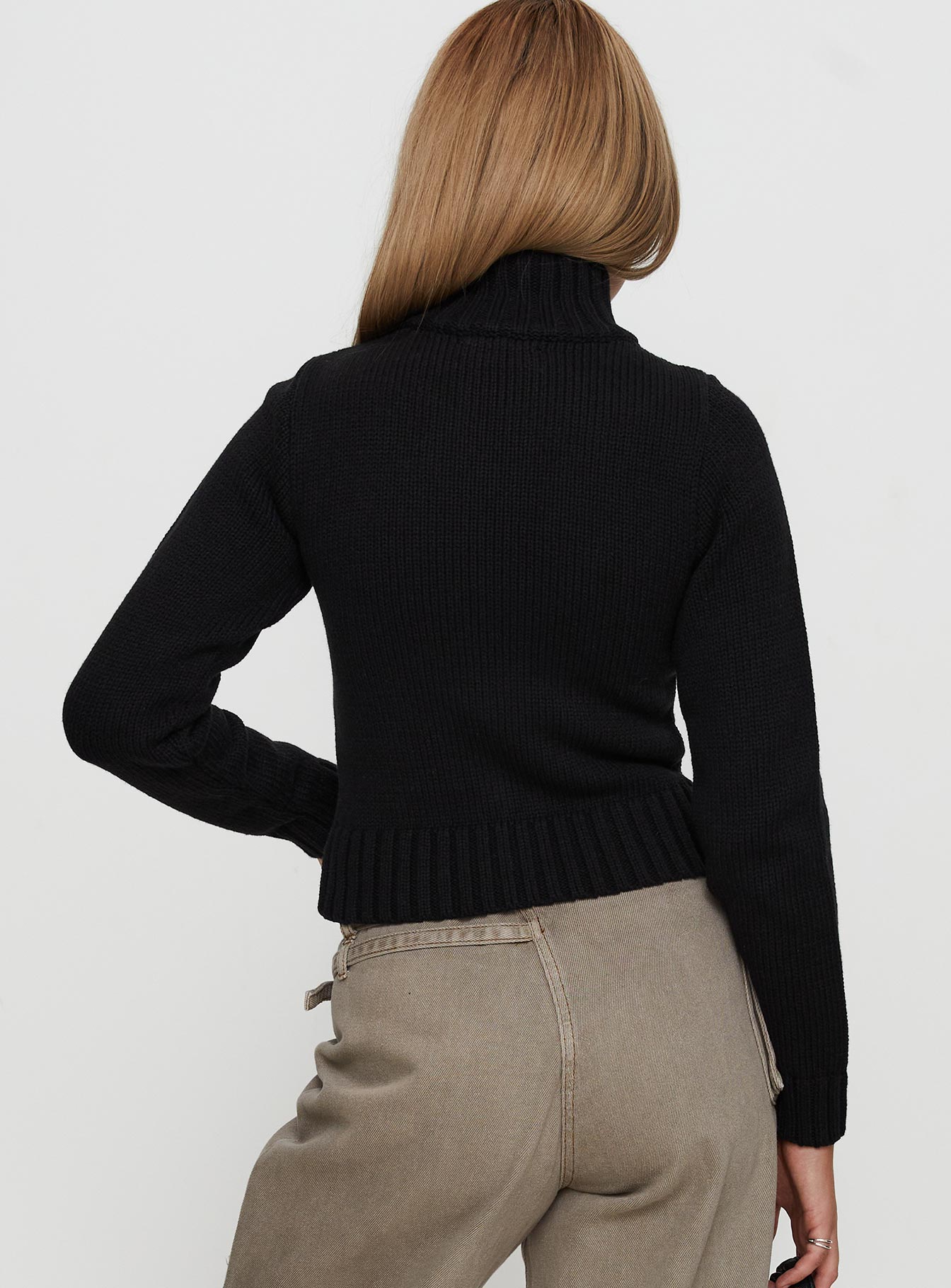 Nylah Zip Up Knit Jacket Black - Image 5