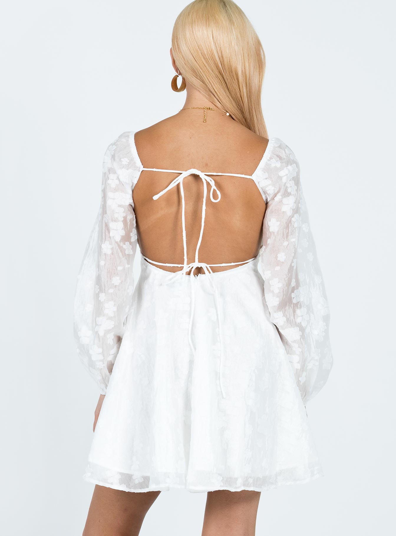 Marceau Long Sleeve Mini Dress White - Image 5