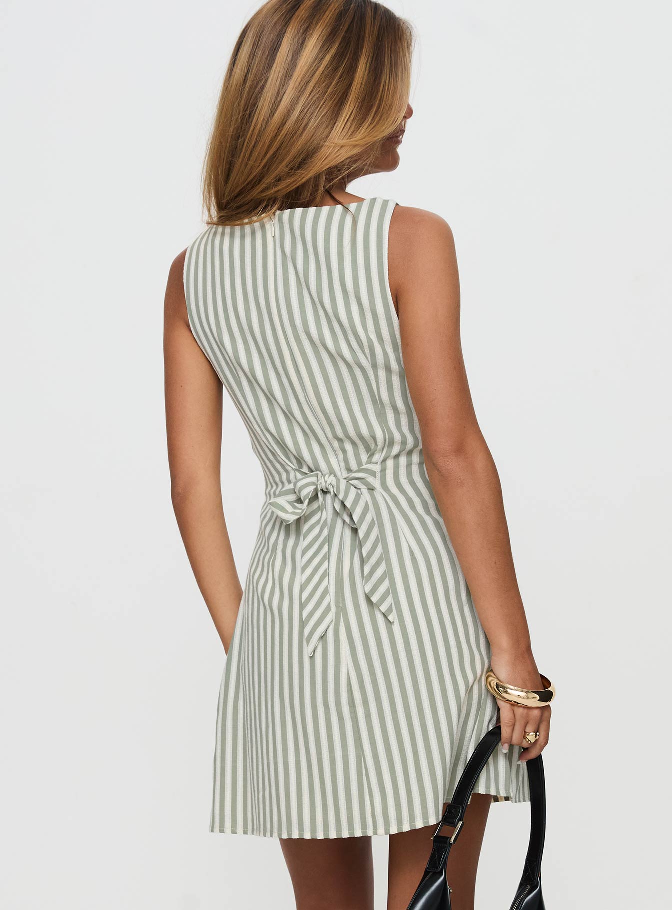 Alfalfa Shift Mini Dress Green Stripe - Image 4
