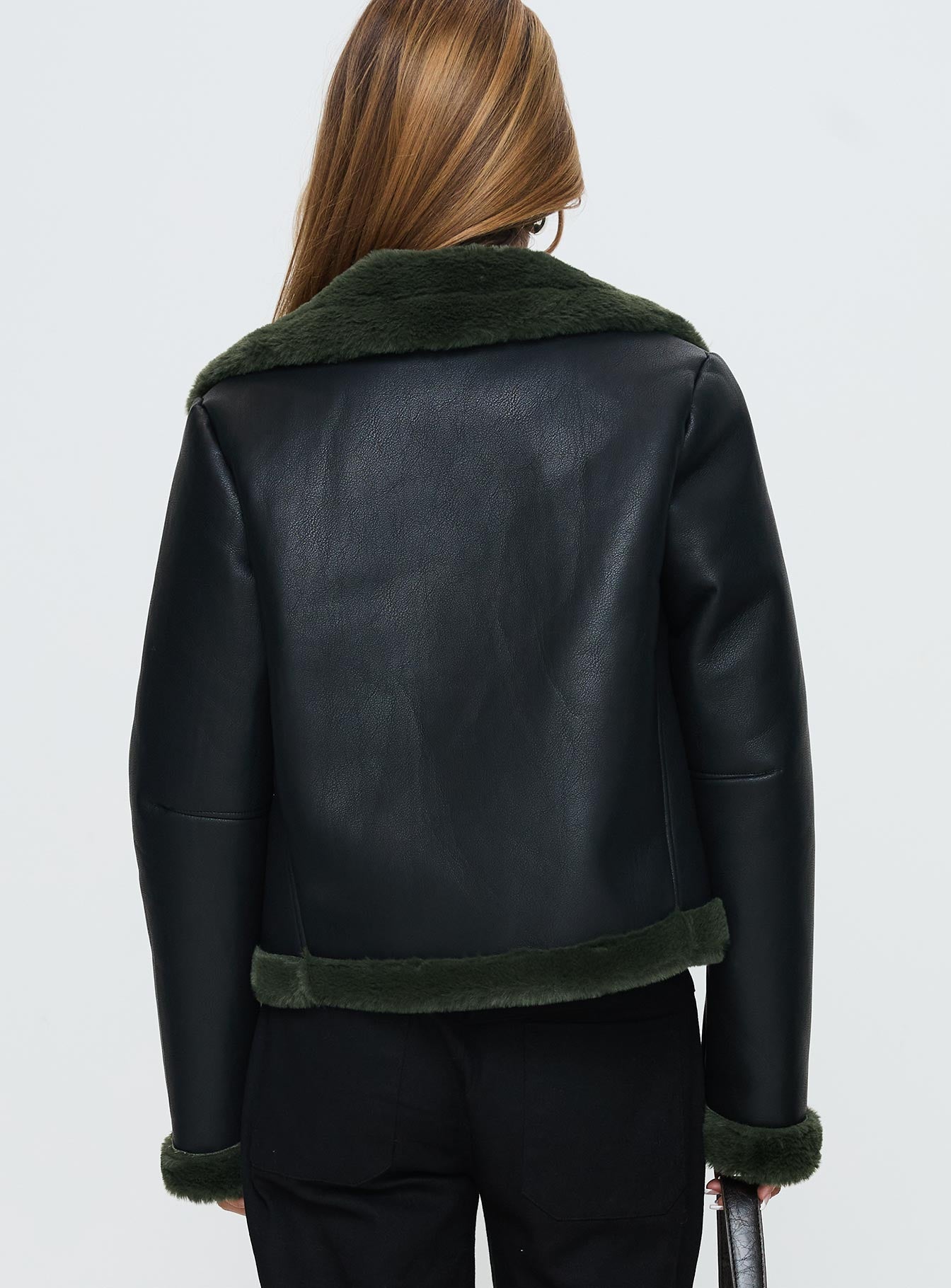 Phaidra Faux Leather Jacket Black - Image 4