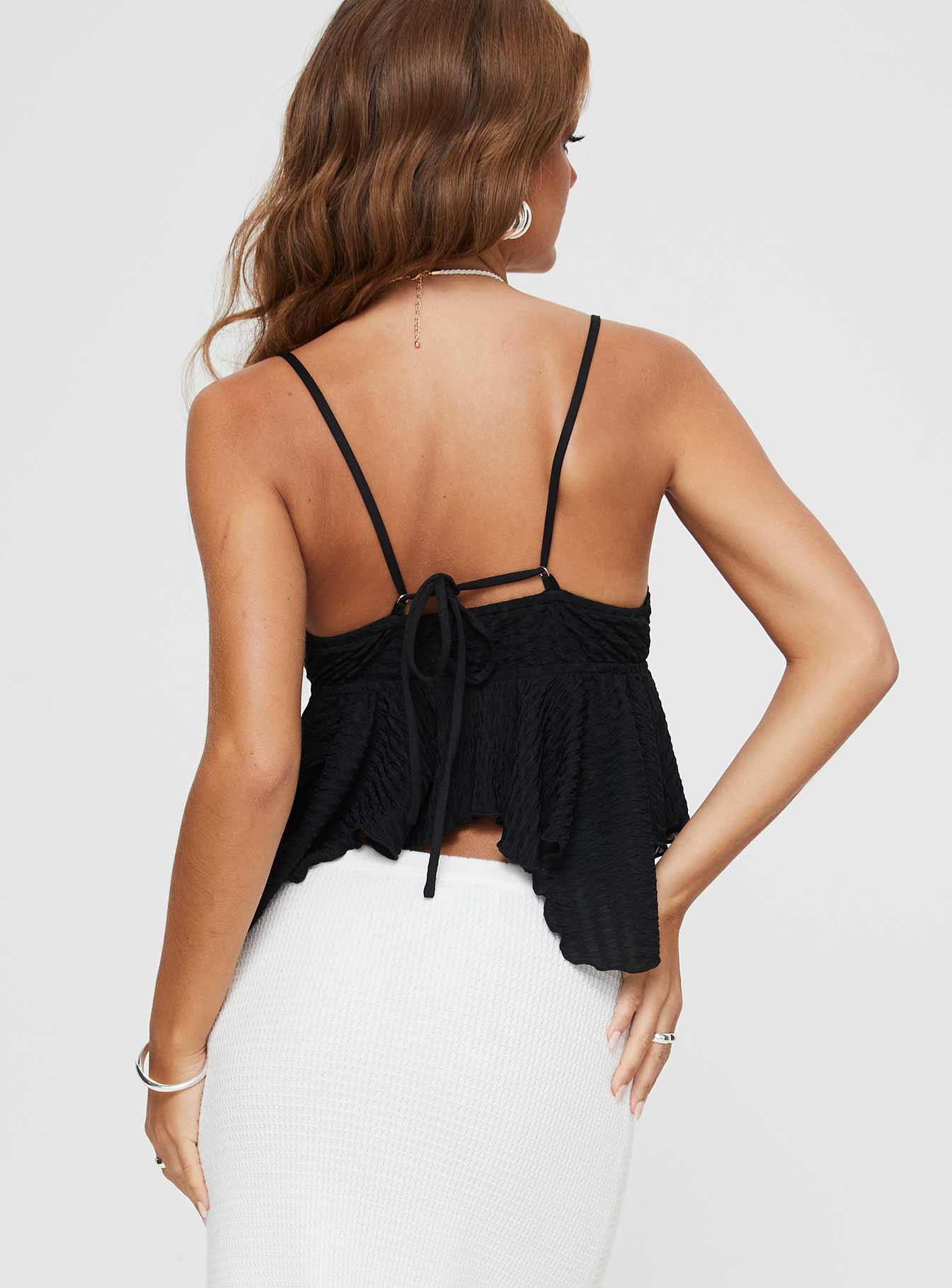 Laren Flutter Cami Top Black - Image 5