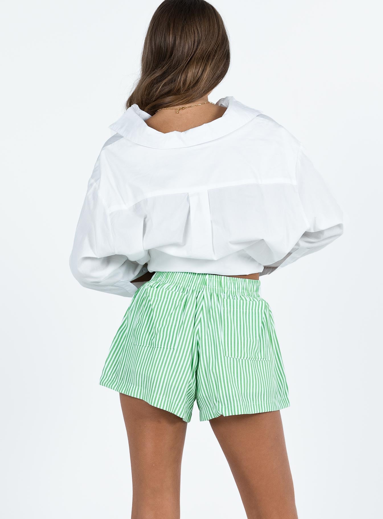 Beach House Shorts Green Stripe - Image 8