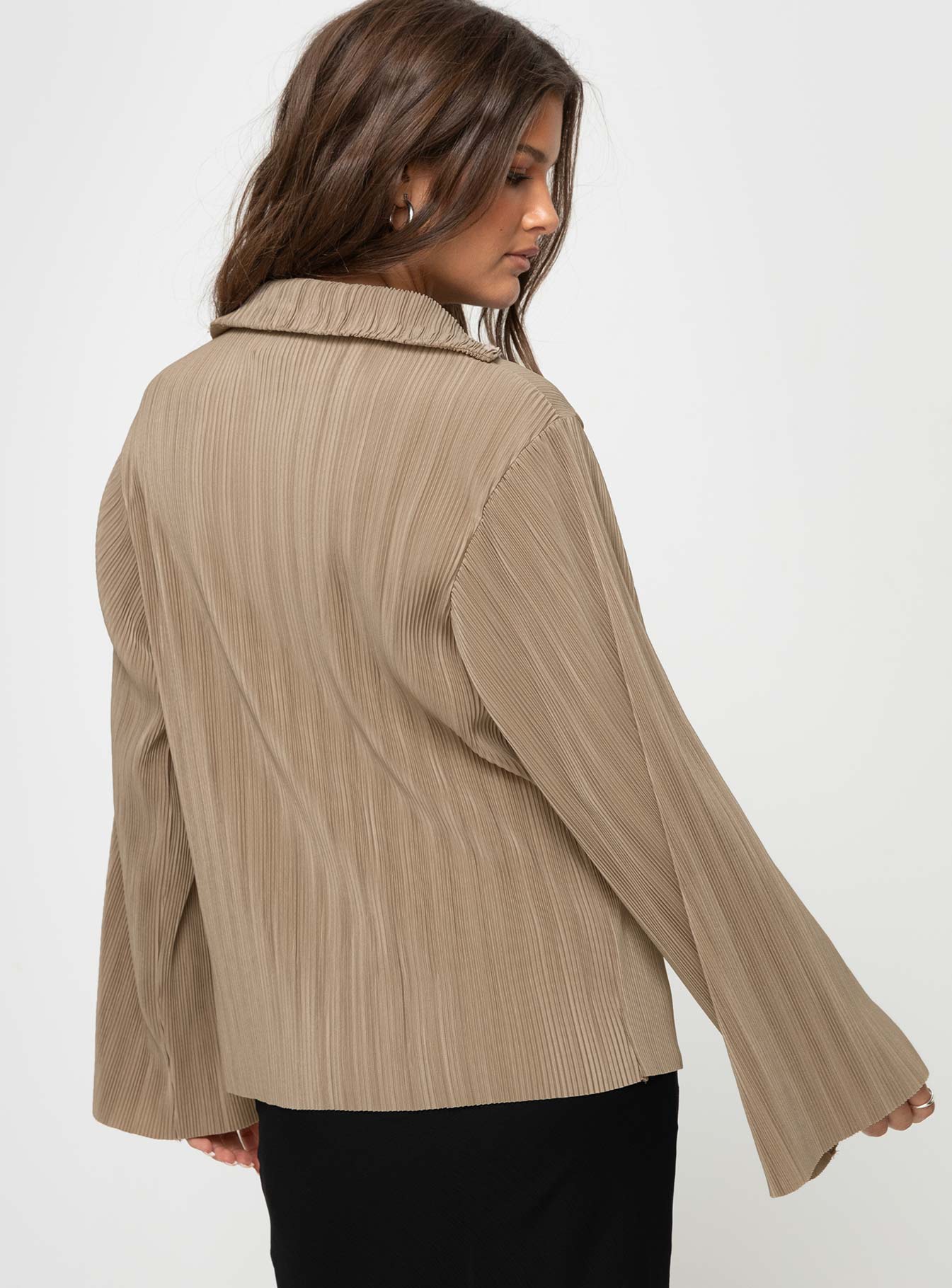 Louie Pleated Shirt Beige - Image 5