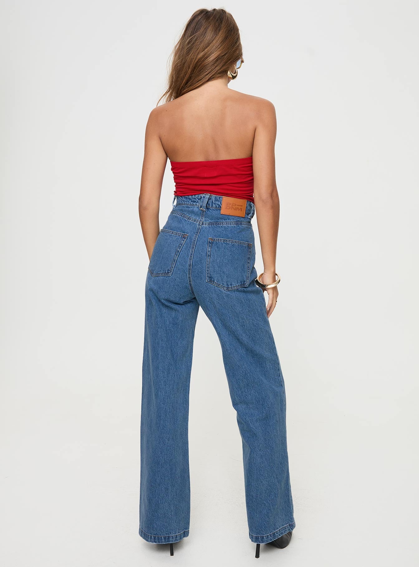 Zephee High Rise Wide Leg Jeans Light Wash Petite - Image 5