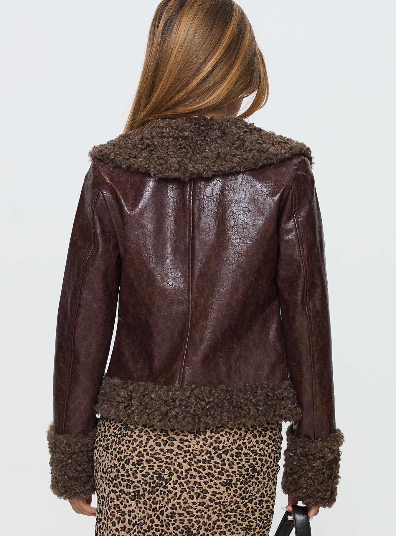 Found A Reason Faux Leather Jacket Brown - Image 4
